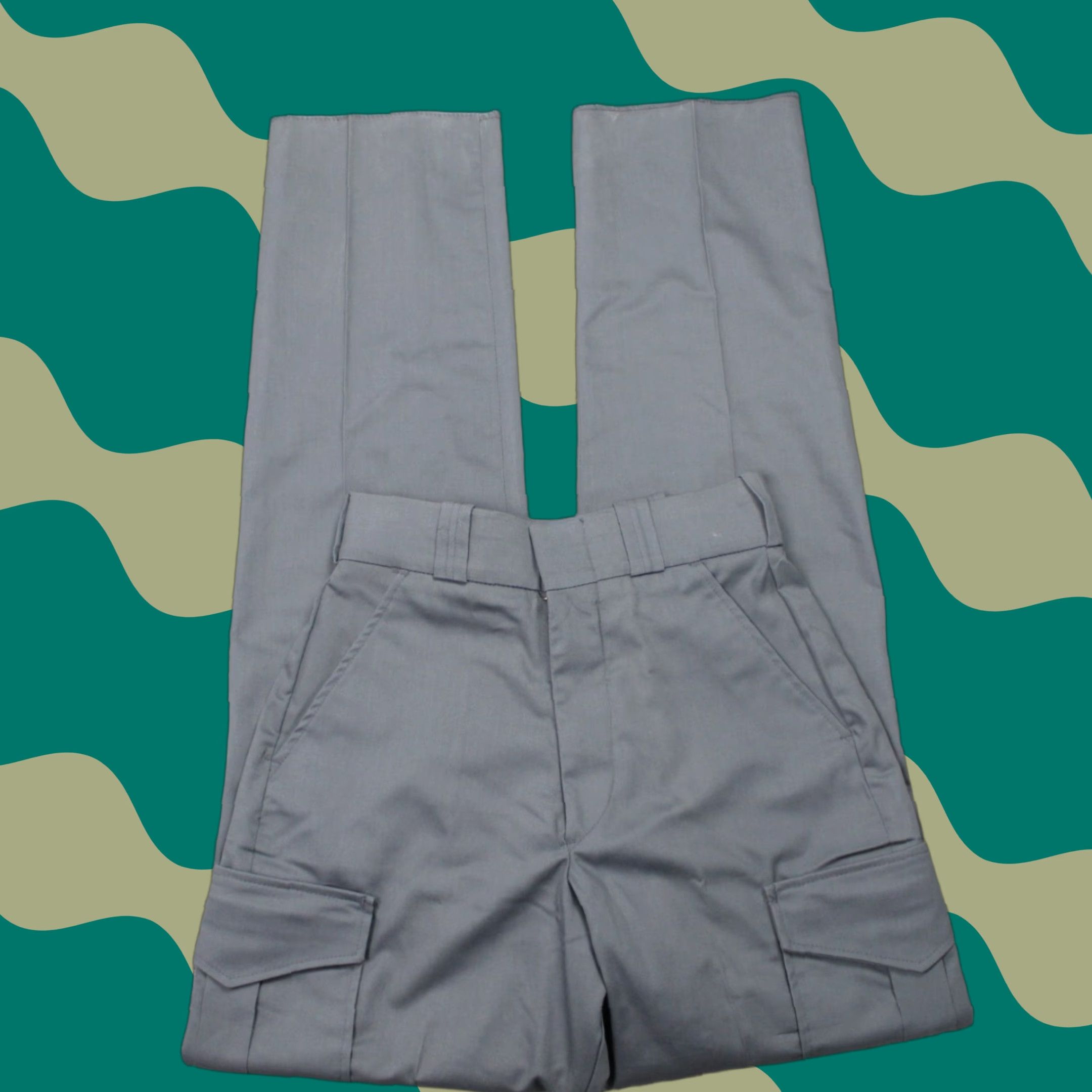 Vintage Elbeco Pants Men 26 Gray 65% Polyester 35% Cotton Cargo Pocket NWT Straight Leg Unhemmed Police Dress Gear Size US 26 / EU 42 - 1 Thumbnail