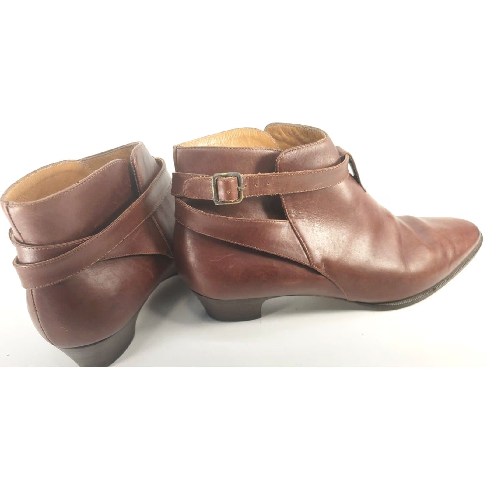 Ralph Lauren Ralph Lauren Brown Leather Buckle Ankle Bootie Heels Women 6B Bootie Block Heel Leather Lining Zip Knee? No Size US 6 / IT 36 - 4 Thumbnail