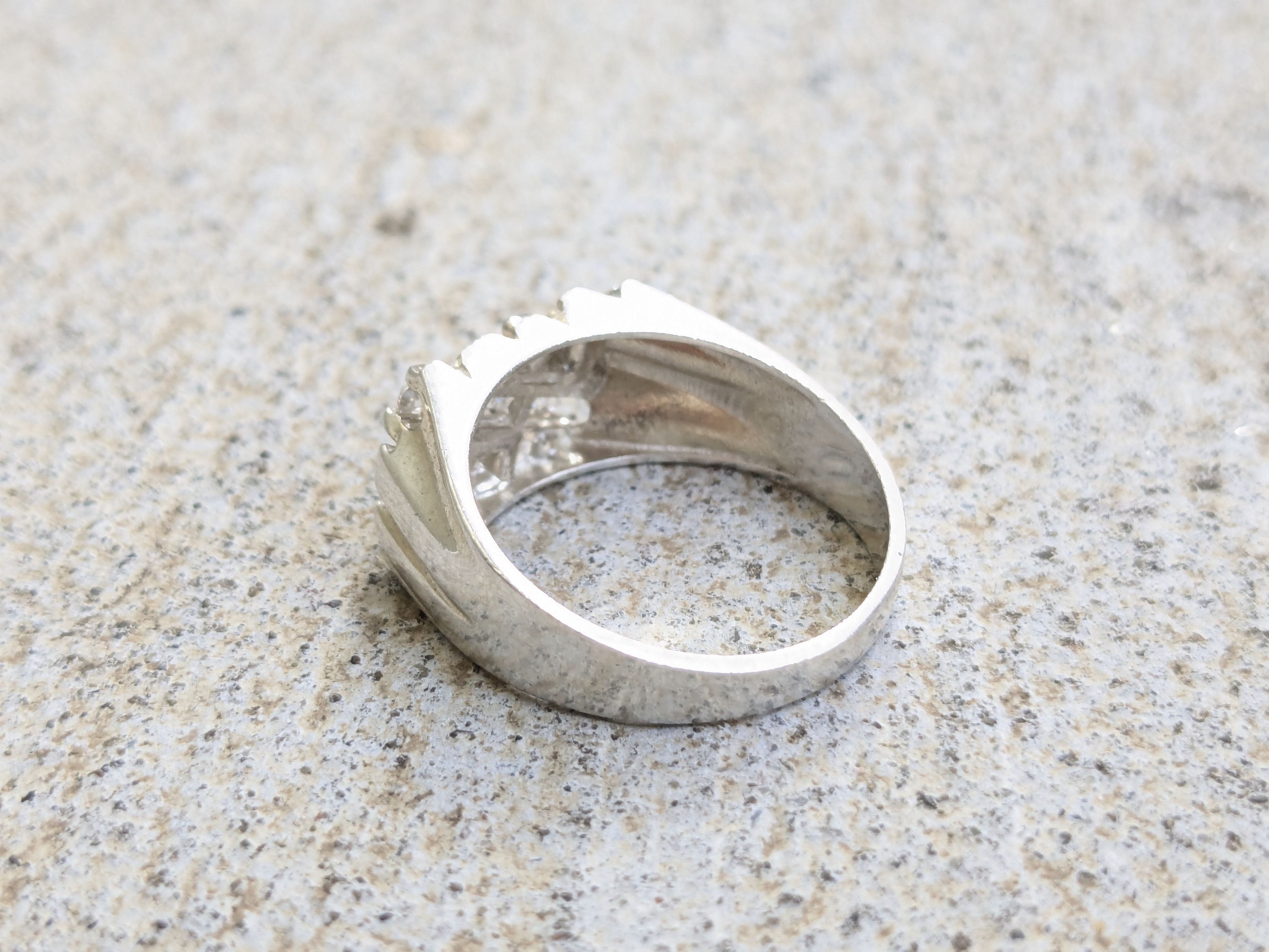Jewelry × Vintage Sterling Silver Ring Nugget CZ Clear 9.75 Band Size ONE SIZE - 6 Thumbnail