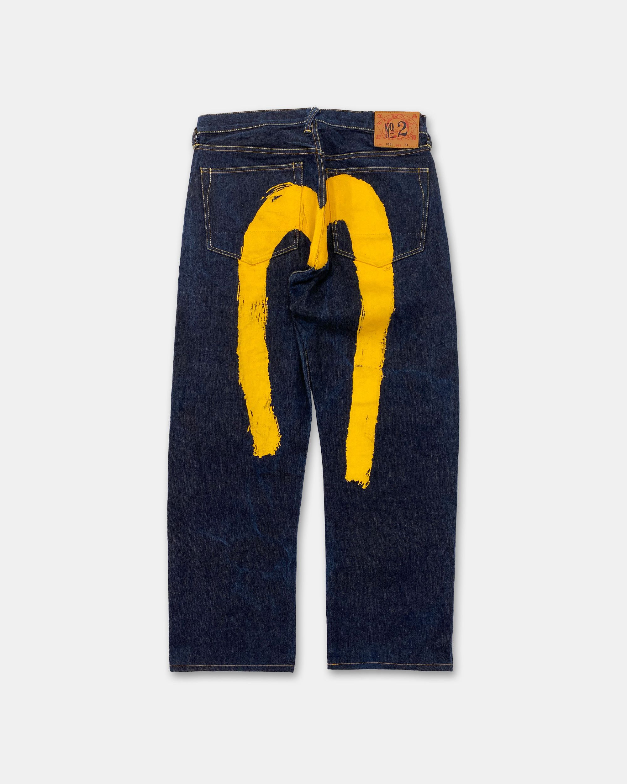 Evisu 1990s Big Yellow Logo Selvedge Denim Size US 34 / EU 50 - 1 Thumbnail