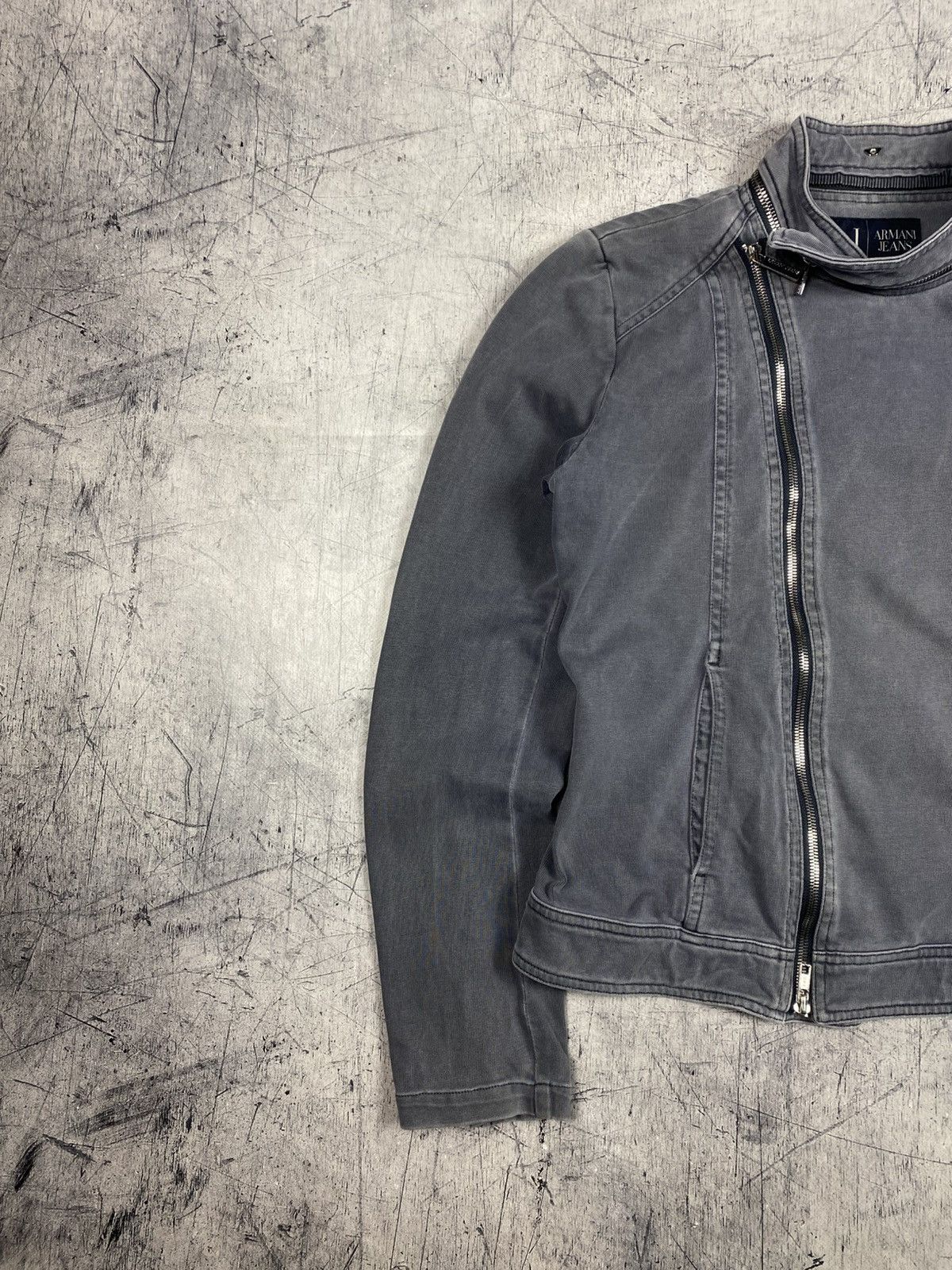 Armani Armani Jeans Grey Asymmetrical Biker Motorcycle Jacket Y2K Size XL / US 12-14 / IT 48-50 - 3 Thumbnail