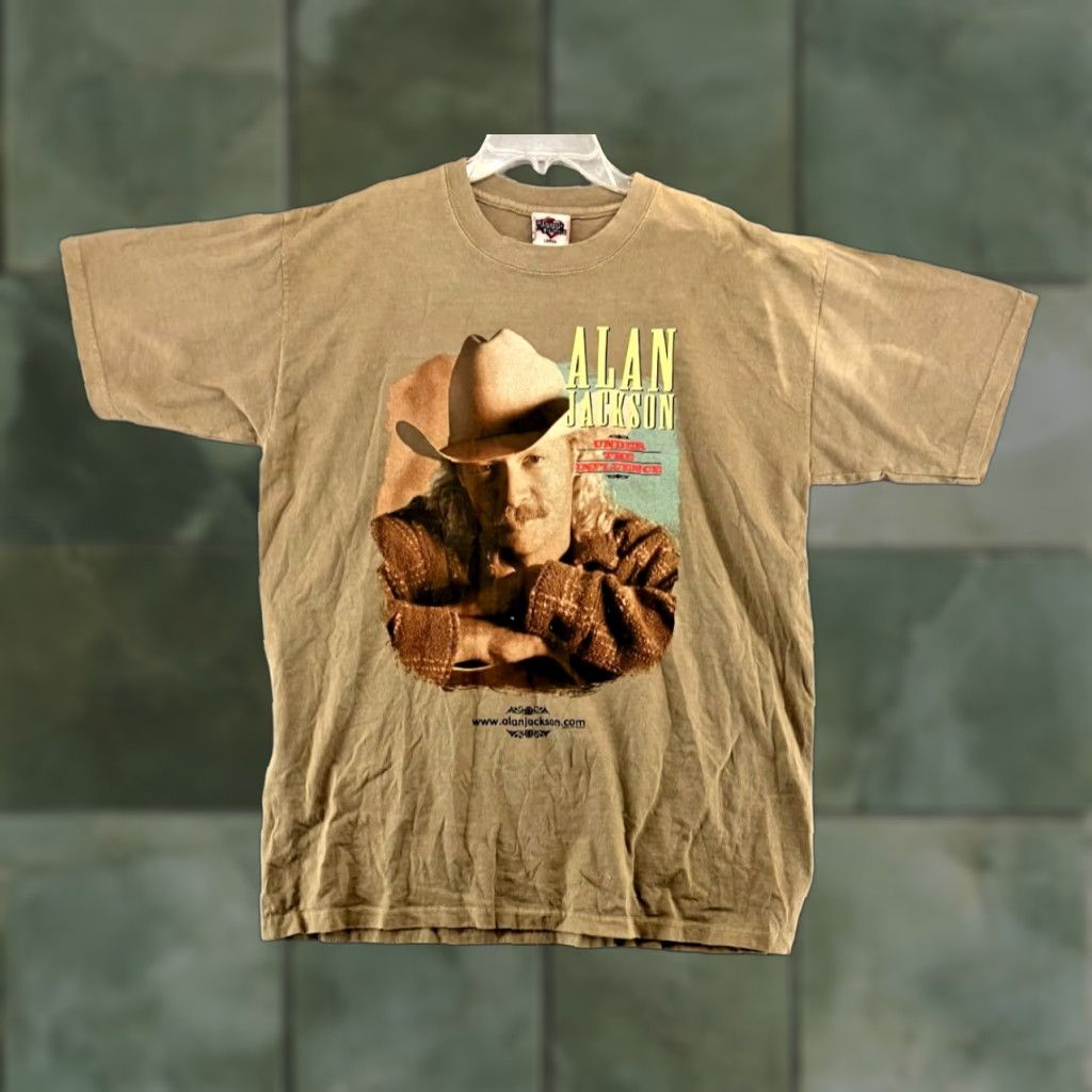 Vintage Vintage Alan Jackson T Shirt Men Large "Under the Influence" House of Blues USA Summer Fall Spring Cotton Brown Size US L / EU 52-54 / 3 - 1 Thumbnail