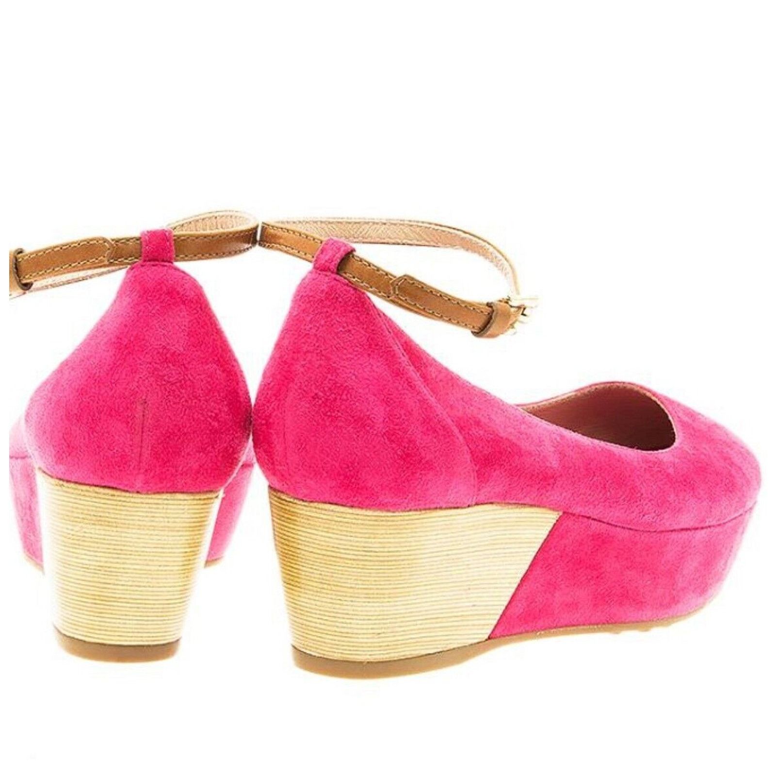 Tod's Tod's Pink Suede Ankle Strap Round Toe Wedge Shoes 38 / 8 Size US 8 / IT 38 - 3 Thumbnail