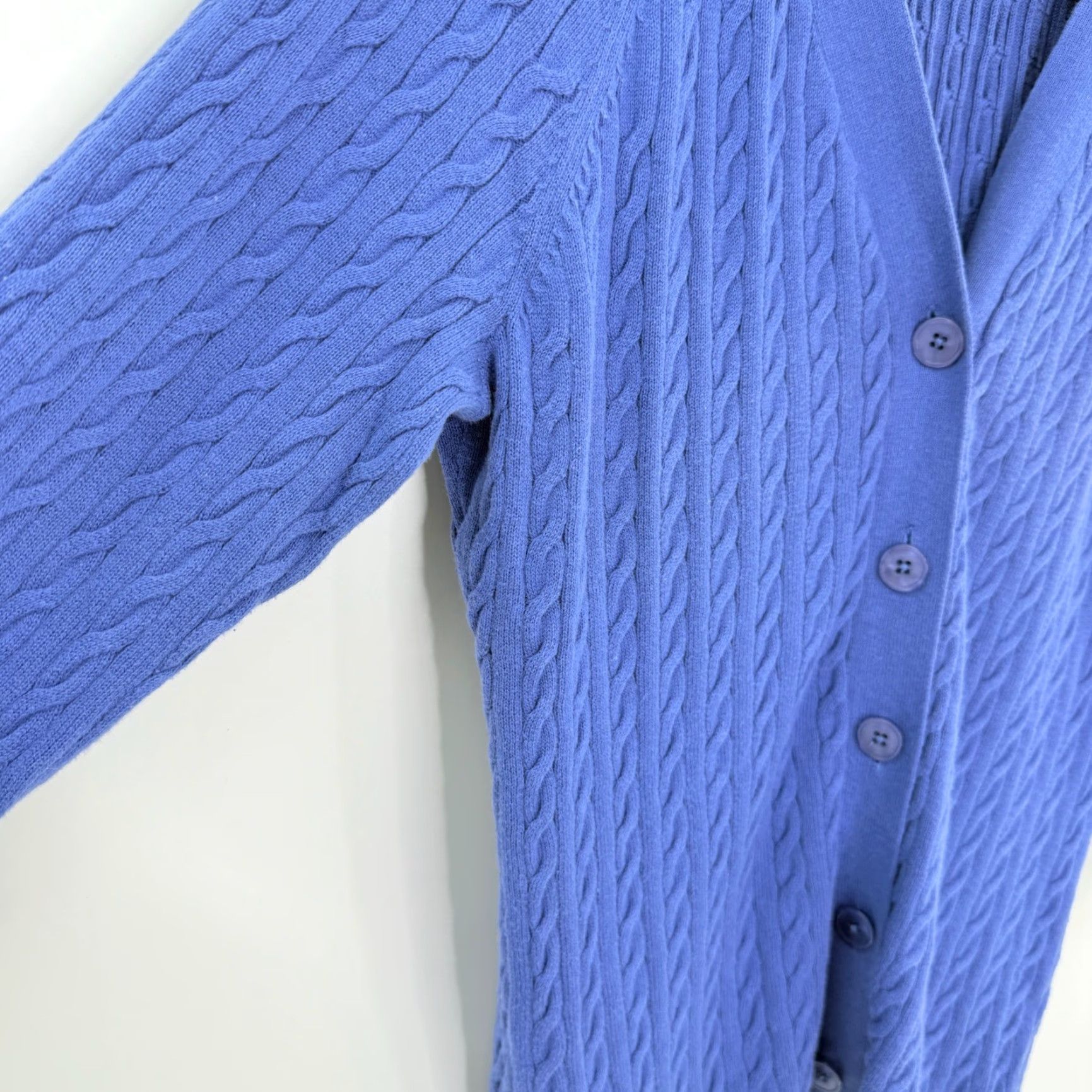 Talbots Talbots Cardigan Womens Blue Cable Knit V-Neck Button Front Sweater M Size M / US 6-8 / IT 42-44 - 6 Thumbnail