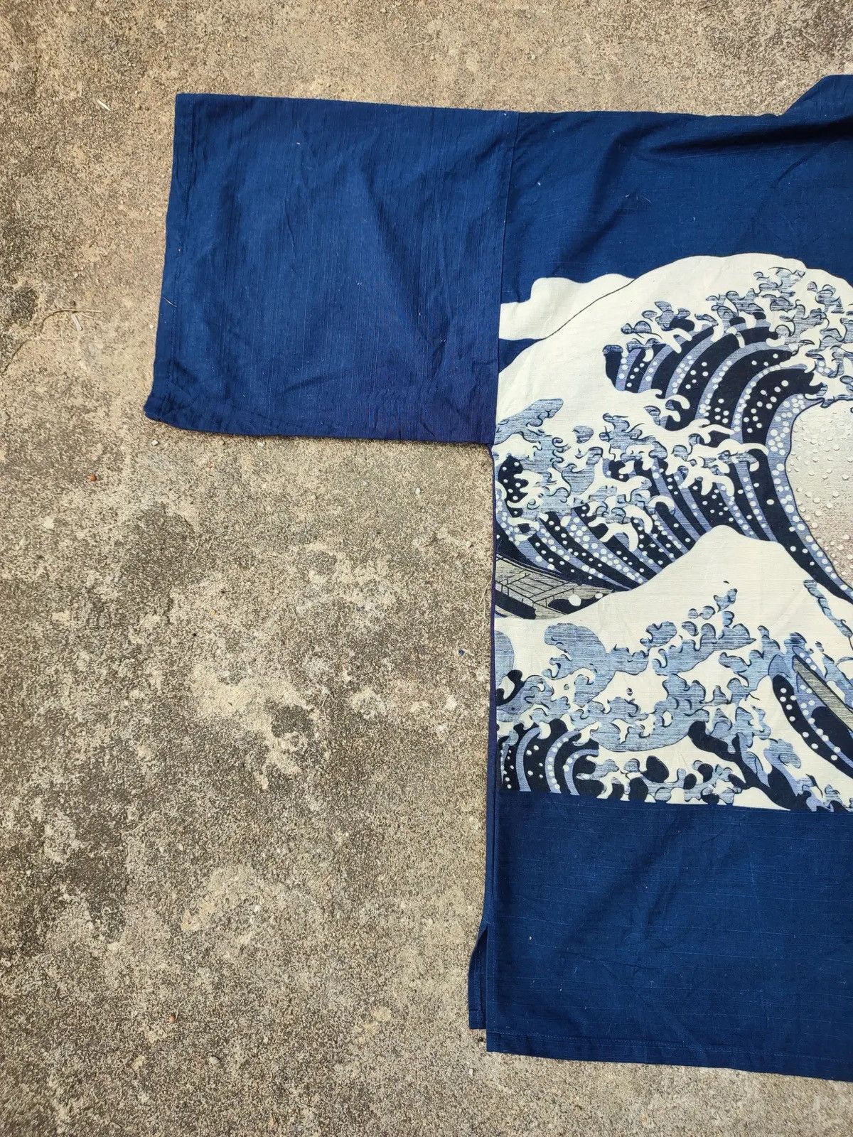 Japanese Brand Vintage Japanese Noragi Jacket Indigo Hokusai Wave Print Size US L / EU 52-54 / 3 - 4 Thumbnail