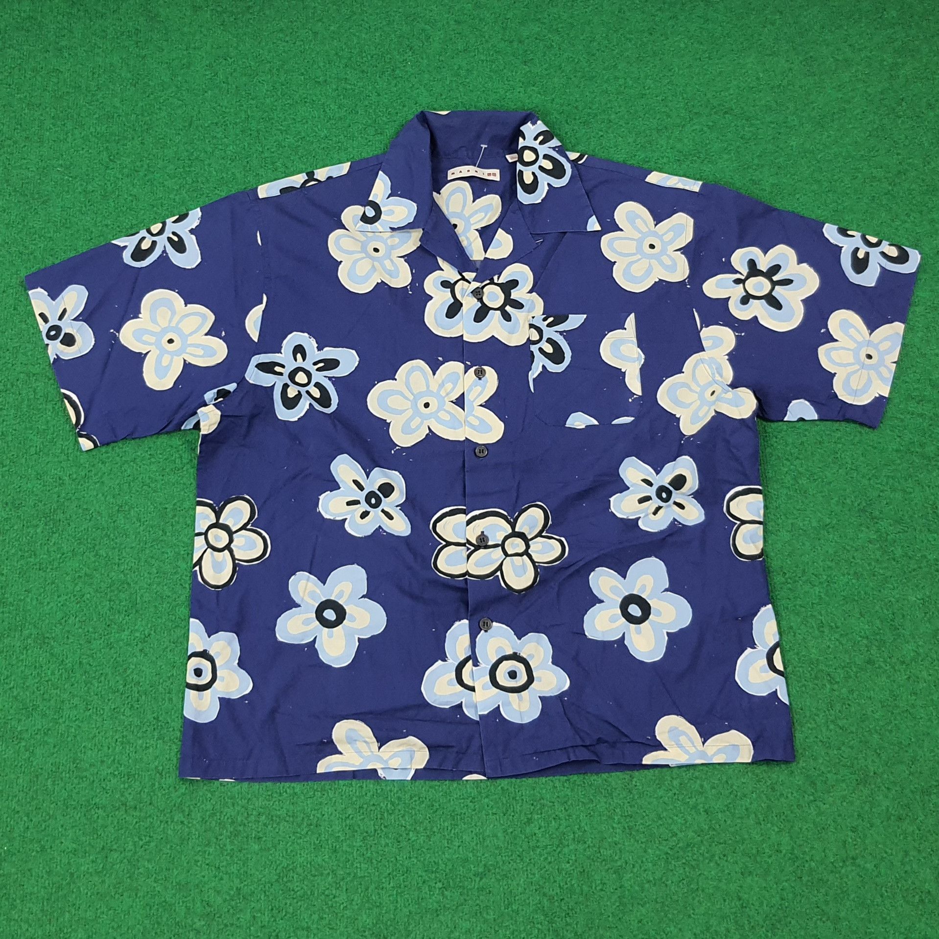Marni × Uniqlo Vintage MARNI x Uniqlo Blue Floral Button Up Shirt C276N64 Size US L / EU 52-54 / 3 - 1 Thumbnail
