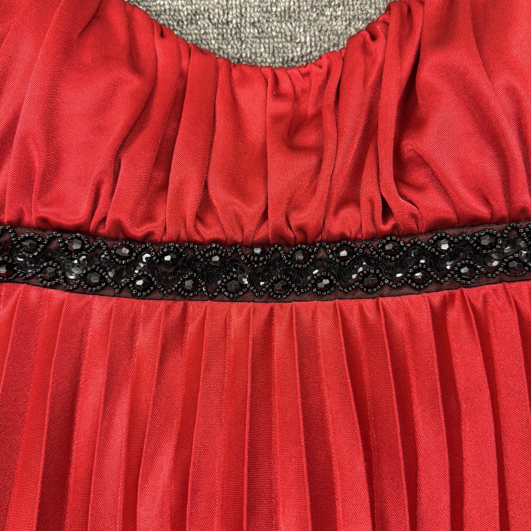 Vintage Speechless Dress Juniors M Red Satin Pleated Fit Flare Sequin Belt Party Mini Nightclub Dress Size M / US 6-8 / IT 42-44 - 3 Thumbnail