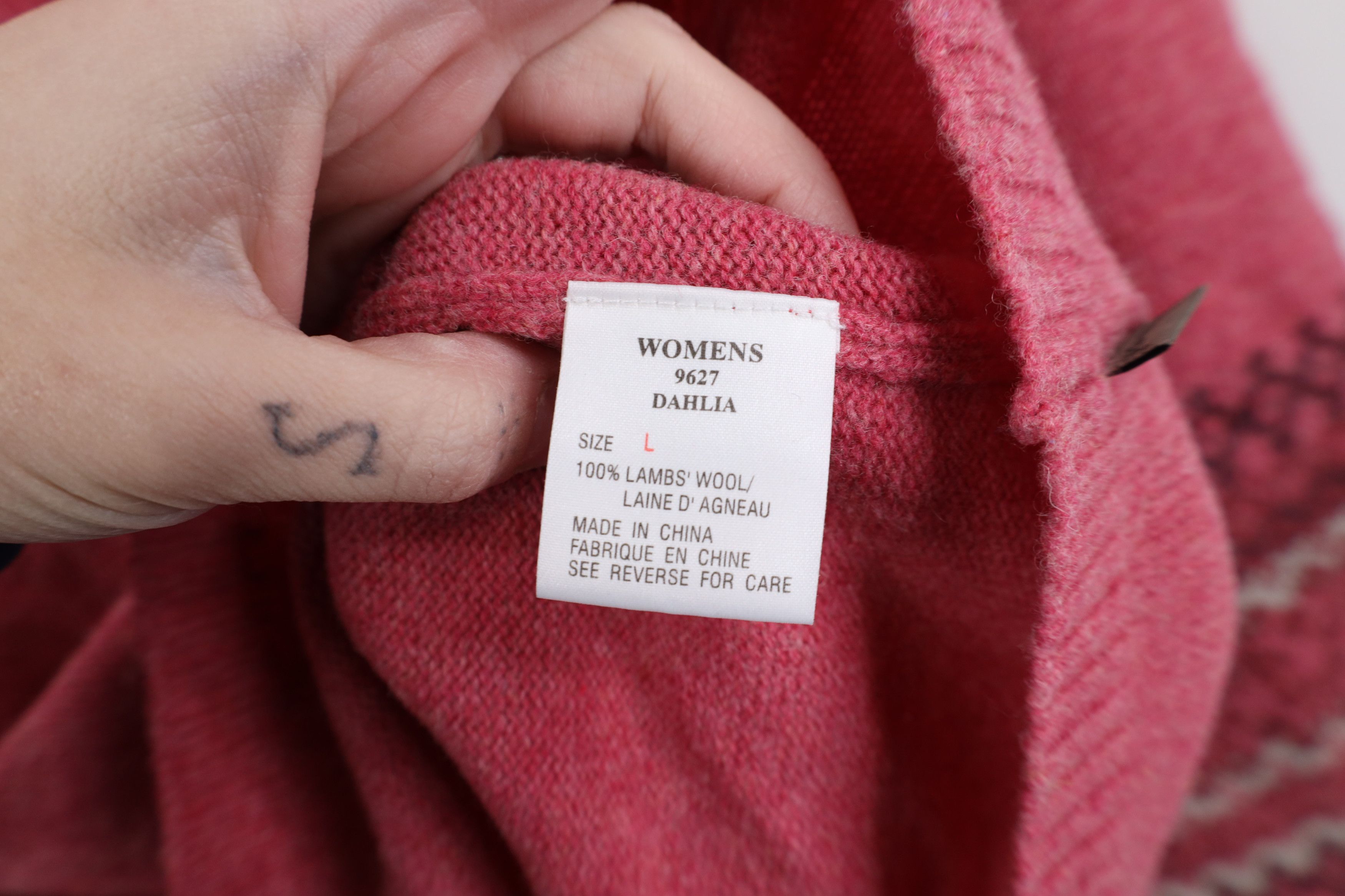 Woolrich Woolen Mills Vintage 90s Woolrich Lambswool Knit Fair Isle Sweater Pink Size L / US 10 / IT 46 - 9 Thumbnail