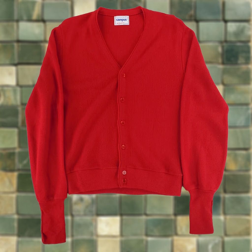 Vintage VINTAGE Campus Cardigan Sweater Pro Action Red Made USA Mens M 70s 80s Acrylic Men’s M Size US M / EU 48-50 / 2 - 1 Thumbnail
