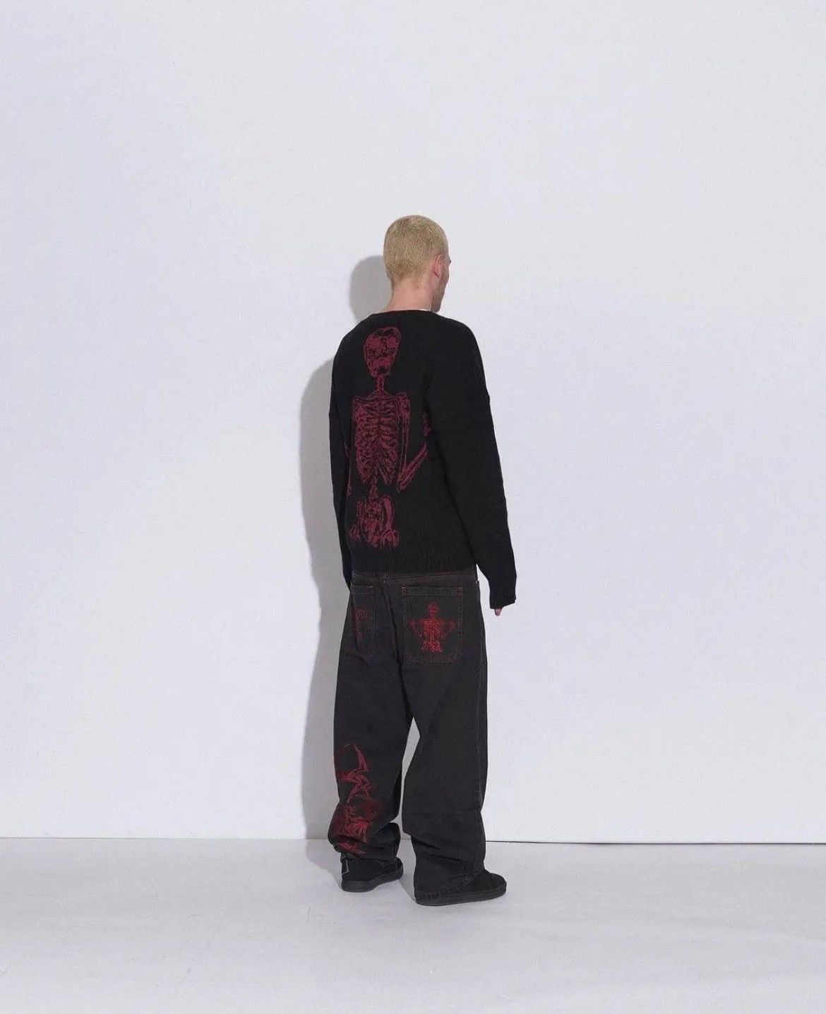 Japanese Brand × Vintage American Retro Y2K jeans skeleton straight Trousers Wide Leg Size US 31 - 4 Thumbnail