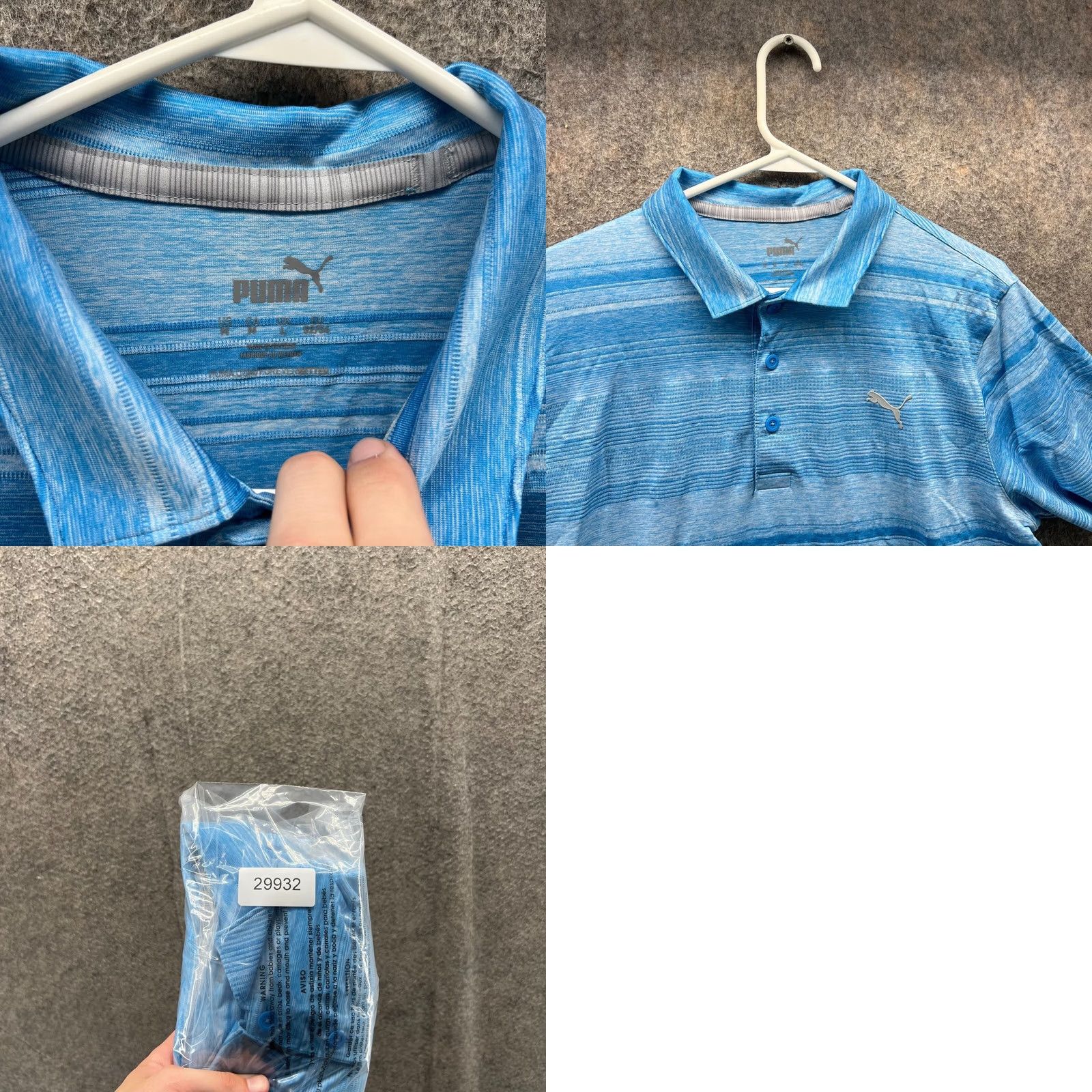 Puma VINTAGE Puma Polo Shirt Mens M Light Blue Striped Performance Preppy Golf Logo Shirt Size US M / EU 48-50 / 2 - 8 Thumbnail