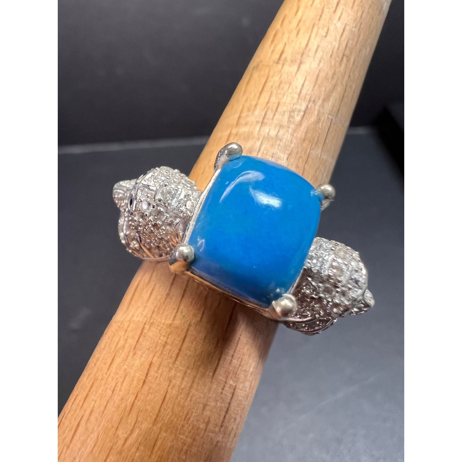 Other NEW Ceruleite and zircon seahorse ring in 925 silver size 8 Size ONE SIZE - 12 Thumbnail