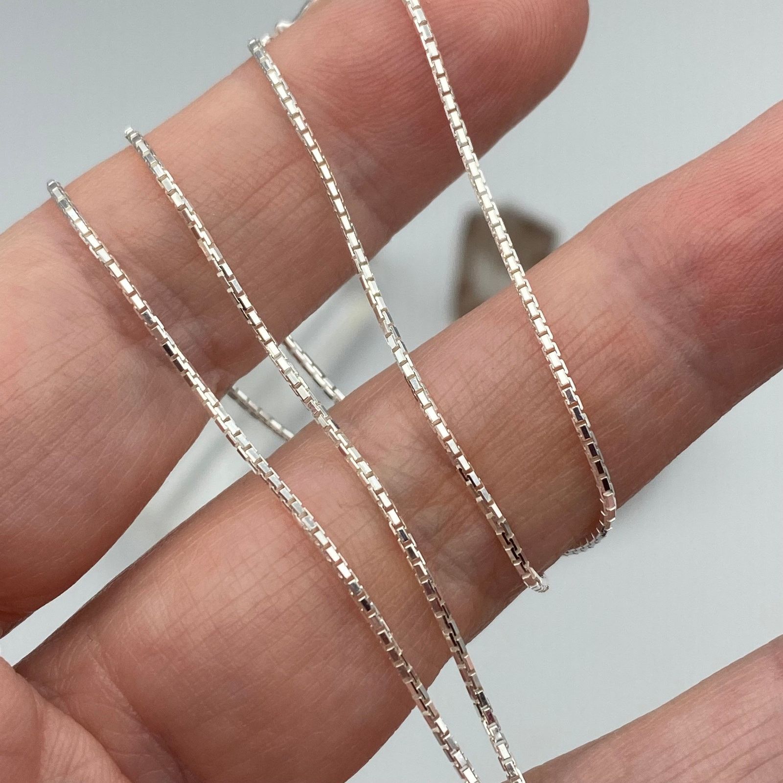 The Unbranded Brand Diamond Cut Sterling Silver 18" Box Chain Size ONE SIZE - 3 Thumbnail