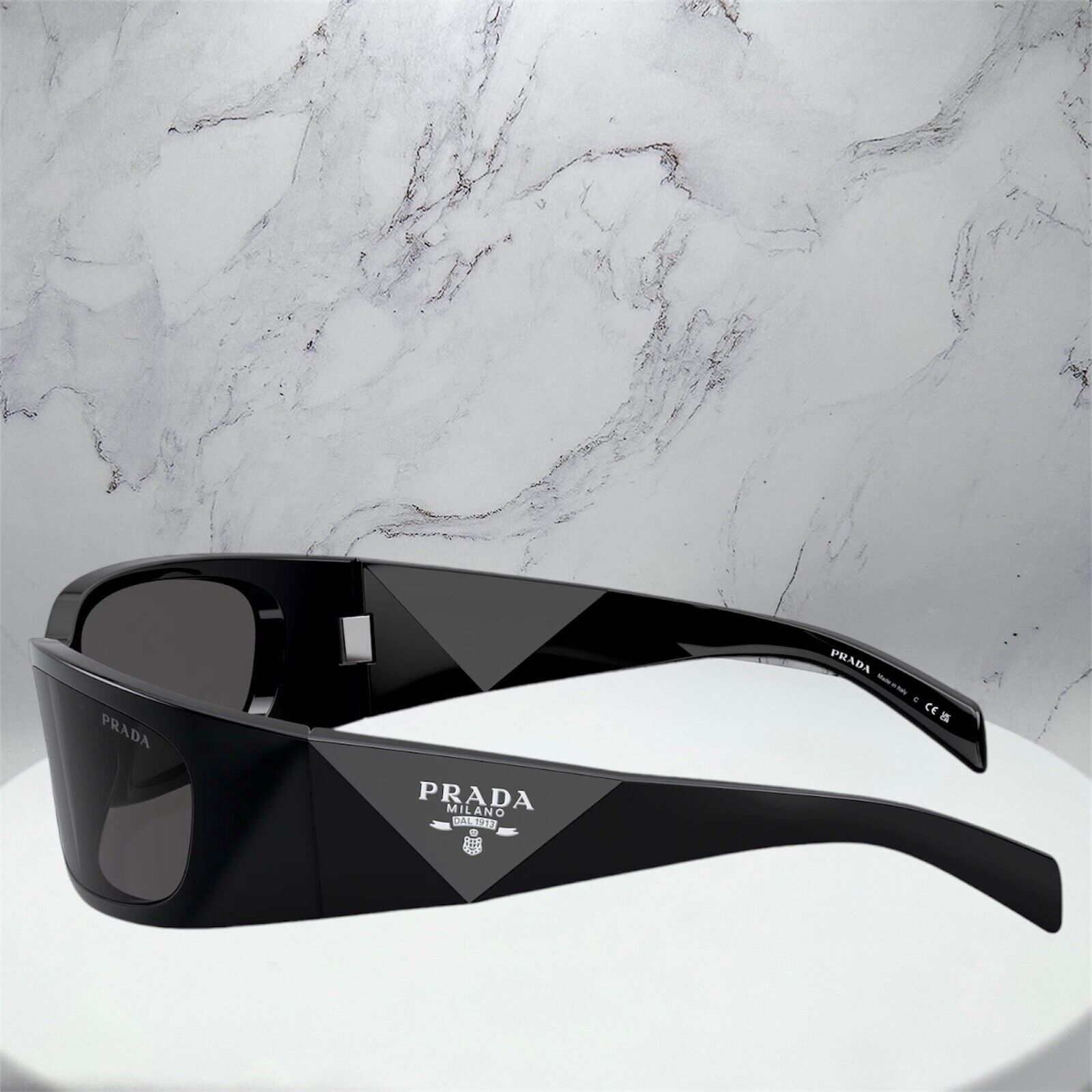Prada Prada Sunglasses Black Symbole Logo Mask Acetate Authentic Size ONE SIZE - 9 Thumbnail
