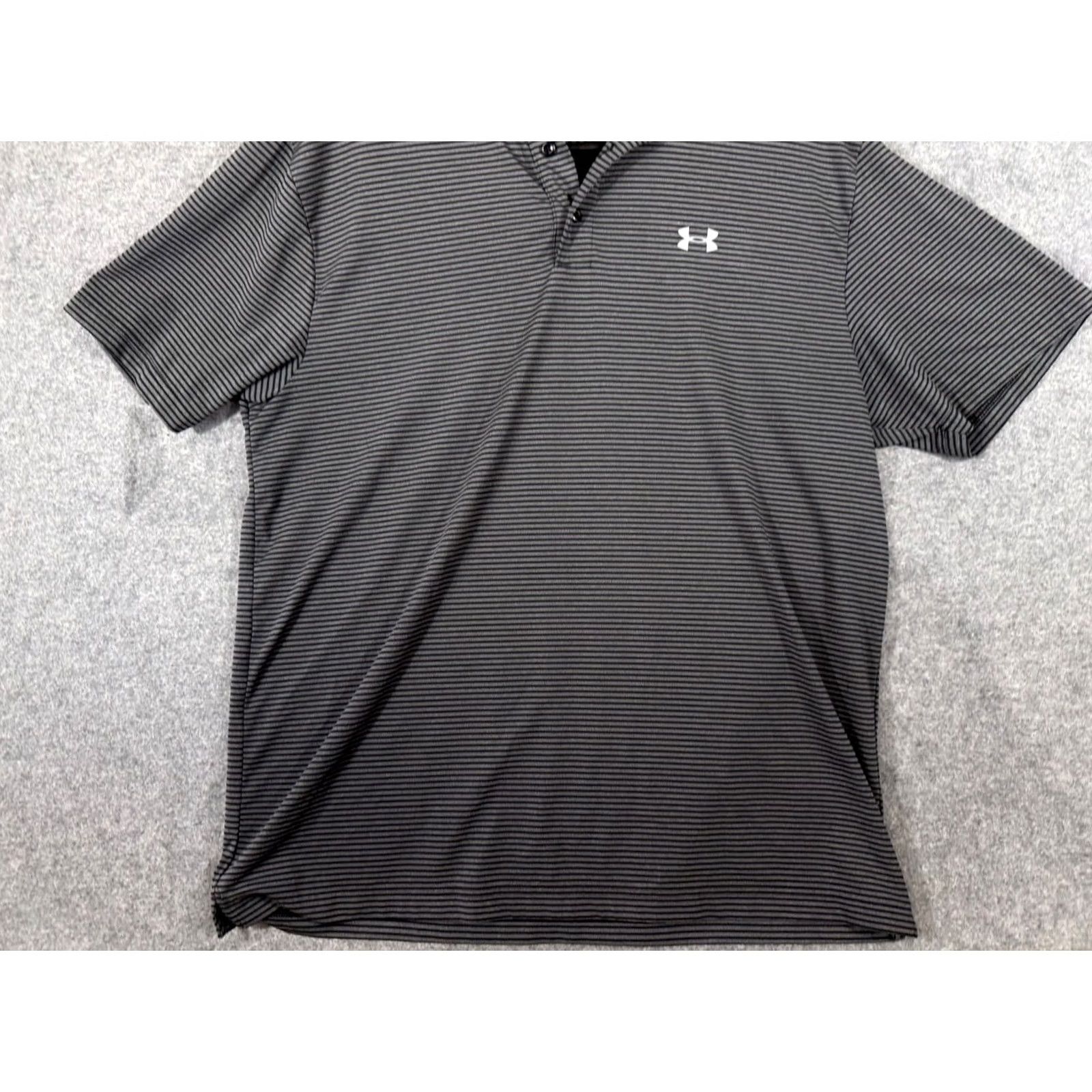 Under Armour Under Armour Polo Shirt Mens XL Gray Black Pinstriped Stretch HeatGear Loose Size US XL / EU 56 / 4 - 4 Thumbnail