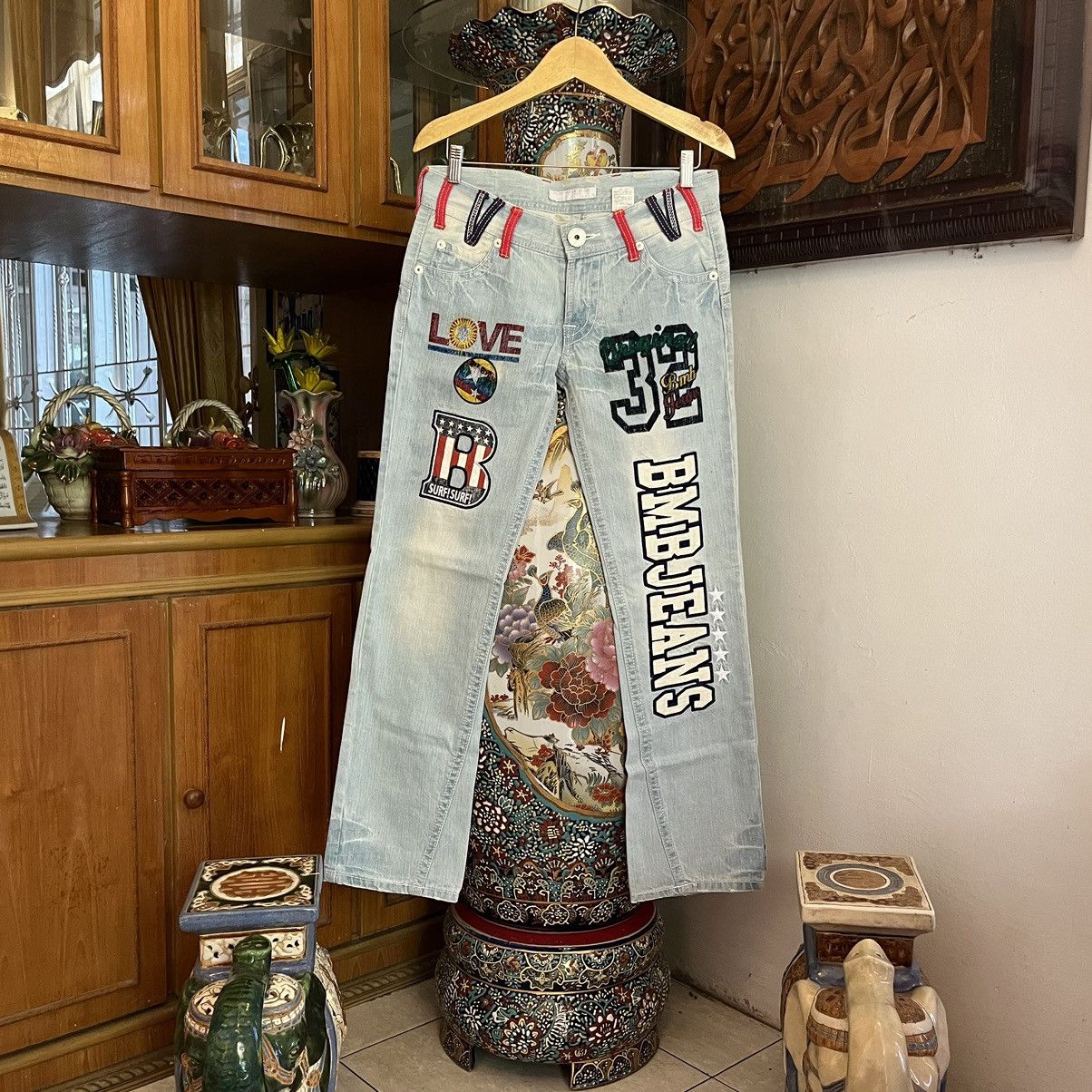 Blue Blue Japan × If Six Was Nine Y2K Blue Moon Blue Multi Embroidered Jeans Size US 30 / EU 46 - 1 Thumbnail
