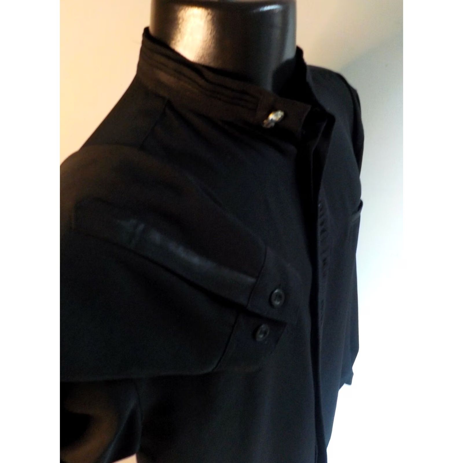 Vintage Pronti LS Banded Collar Embroidered Placket Men's Shirt Black Polyester SZ SMALL Size US S / EU 44-46 / 1 - 4 Thumbnail
