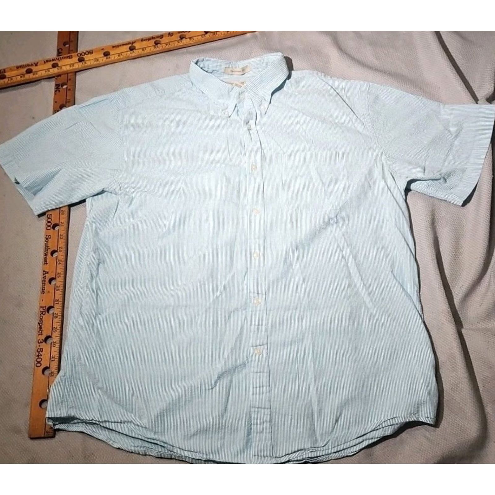 Vintage L.L. Bean Shirt Mens XL White Blue Railroad Stripe Seersucker Button Preppy Oxford Size US XL / EU 56 / 4 - 2 Thumbnail