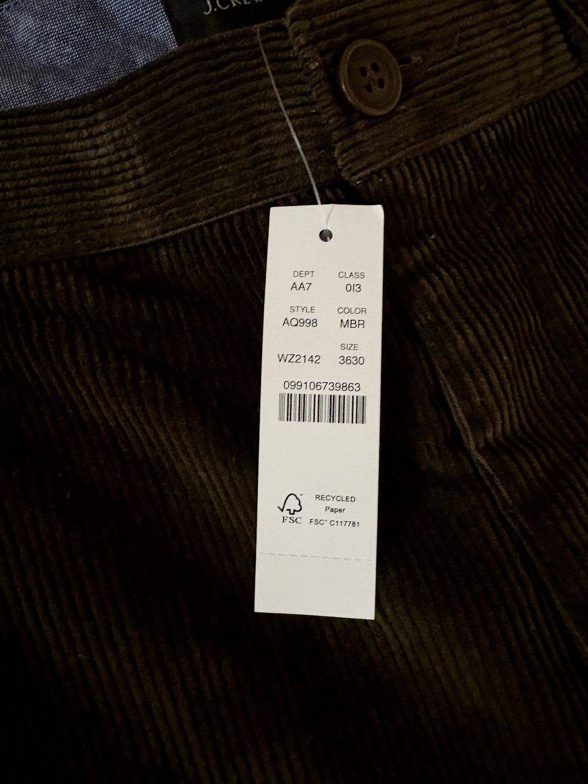 J.Crew J.Crew Corduroy Pants Brown AQ998 (NWT) Size US 36 / EU 52 - 3 Thumbnail