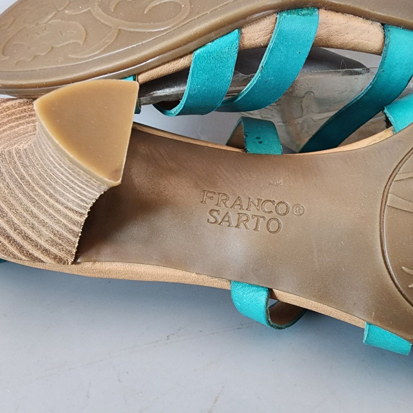 Franco Sarto Franco Sarto Leather Strappy Sandals 9.5M Turquoise 3" Heel Size US 9.5 / IT 39.5 - 8 Thumbnail