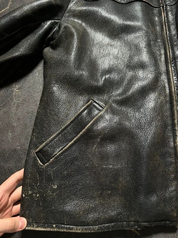 Vintage Distressed Leather Jacket Wool 60s 50s Retro vintage Size US L / EU 52-54 / 3 - 6 Thumbnail