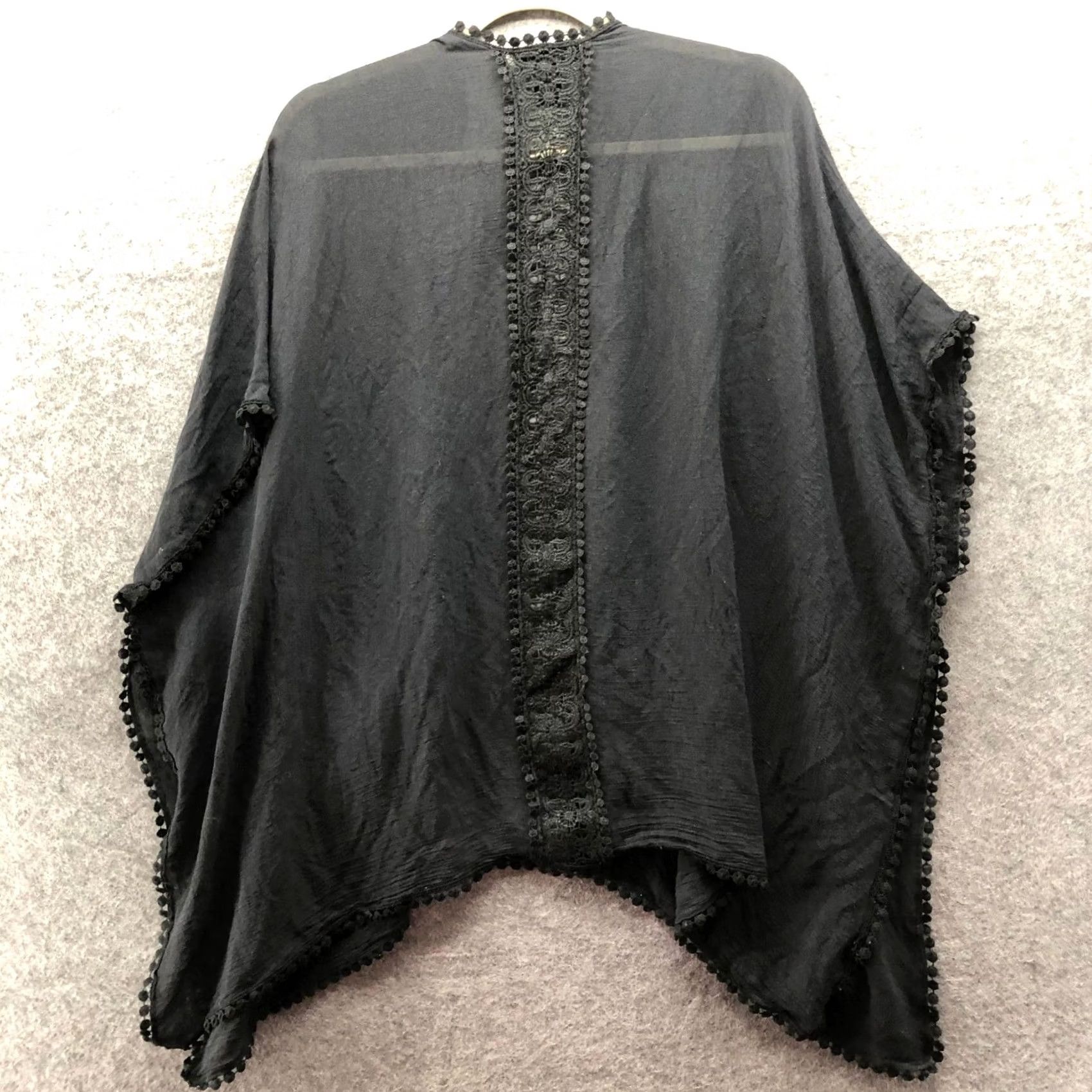 Steve Madden Steve Madden Kimono Cardigan Wrap Womens OS Black Lightweight Crochet Trim Cardigan Sleeve Short Open Front Casual Beach OSFM Size M / US 6-8 / IT 42-44 - 6 Thumbnail