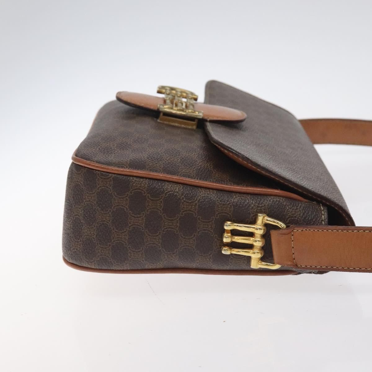 Celine CELINE Macadam Canvas Shoulder Bag Pvc Leather Brown Gold Size ONE SIZE - 4 Thumbnail