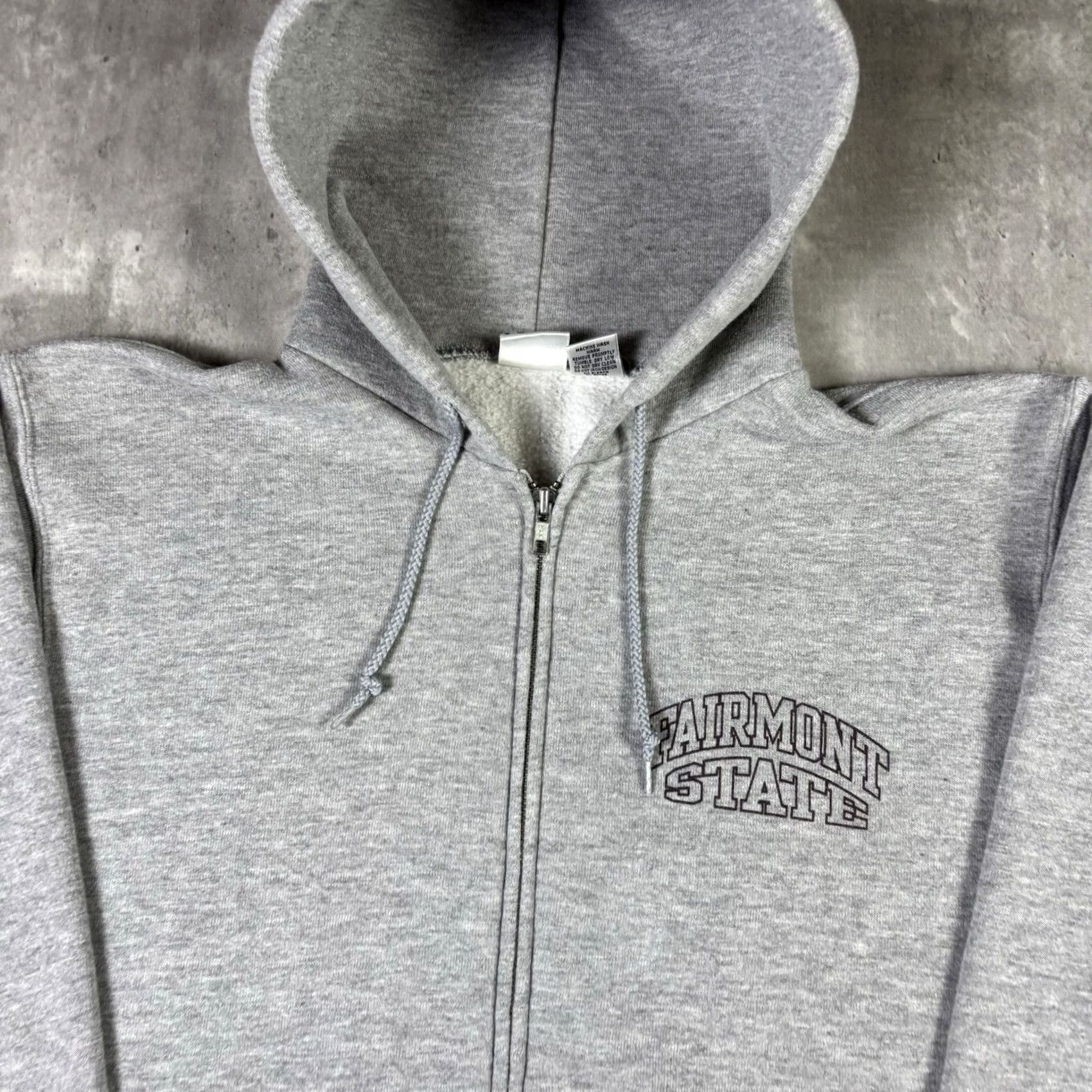 Vintage VINTAGE Fairmont State Hoodie Full Zip Gray Large 90s Men Size US L / EU 52-54 / 3 - 3 Thumbnail