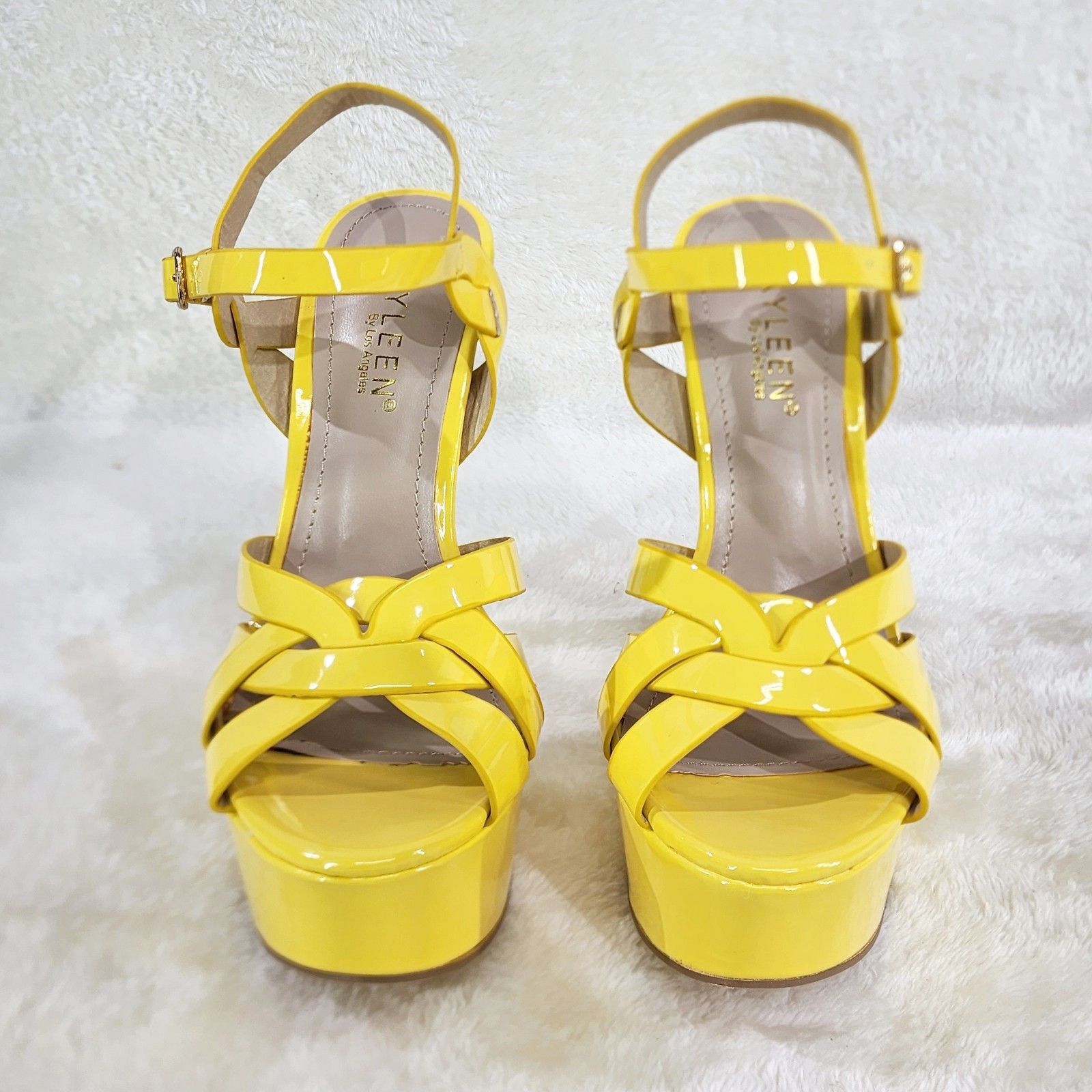 Other Rihbah Yellow Patent Platform 6" Stiletto High Heels Ankle S Size US 7.5 / IT 37.5 - 4 Thumbnail