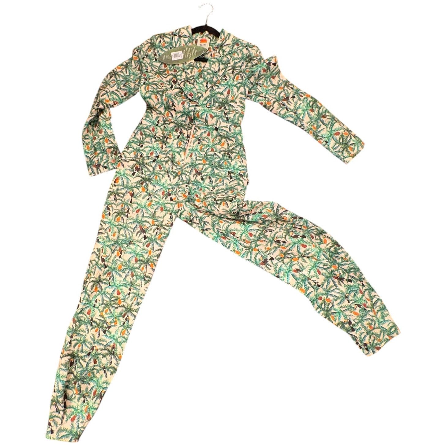 Farm Rio FARM RIO | Tropical Mini Toucan Blazer Jumpsuit | Linen |XS Size 25" / US 0 / IT 36 - 11 Thumbnail