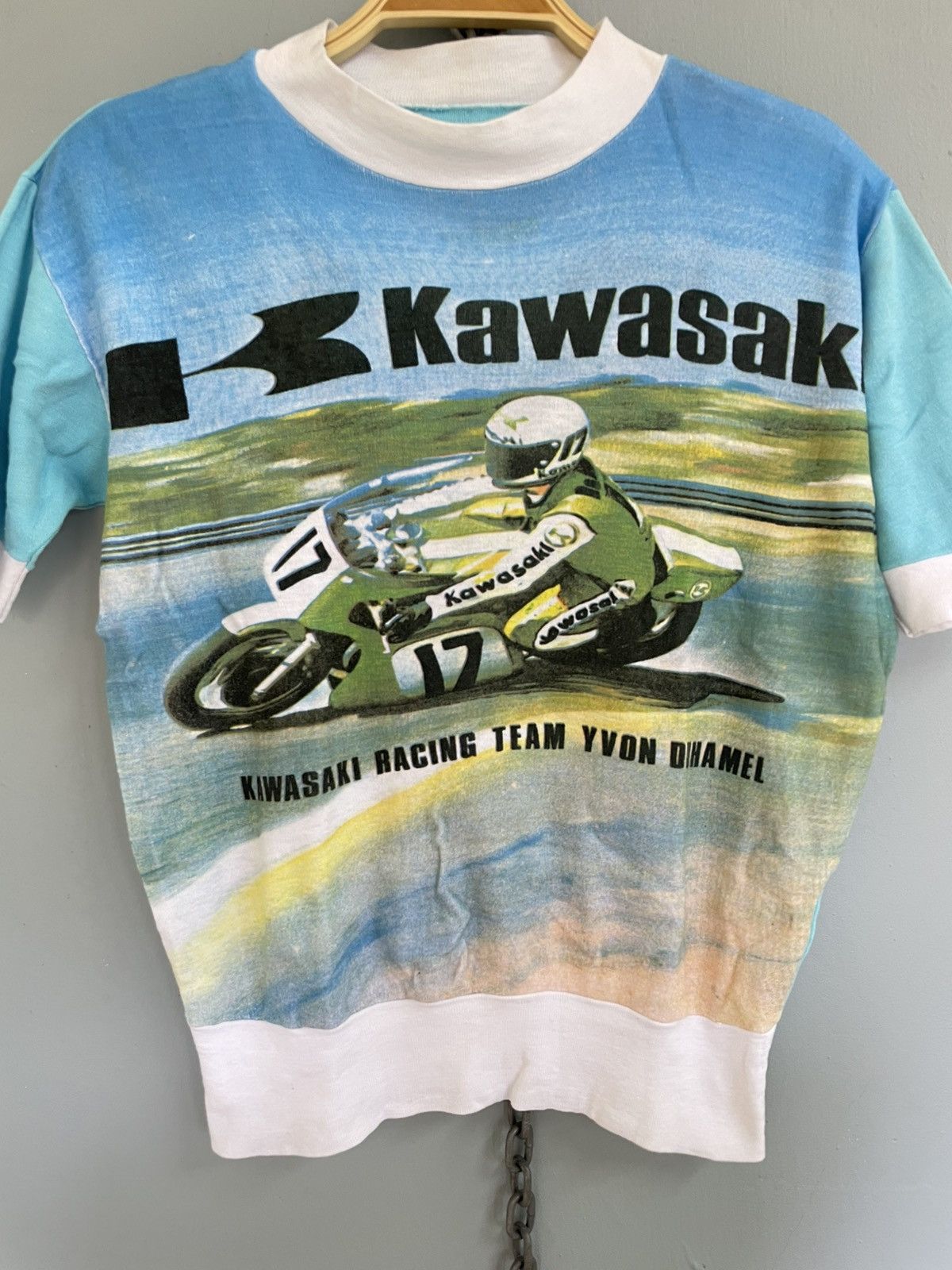 Vintage Vintage 70s Kawasaki Racing Team Yvon Duhamel AOP shirt Size US S / EU 44-46 / 1 - 3 Thumbnail