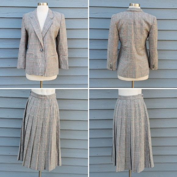 Talbots × Vintage Vintage 90s Talbots Pink Gray Herringbone Glen Plaid Skirt B Size S / US 4 / IT 40 - 6 Thumbnail