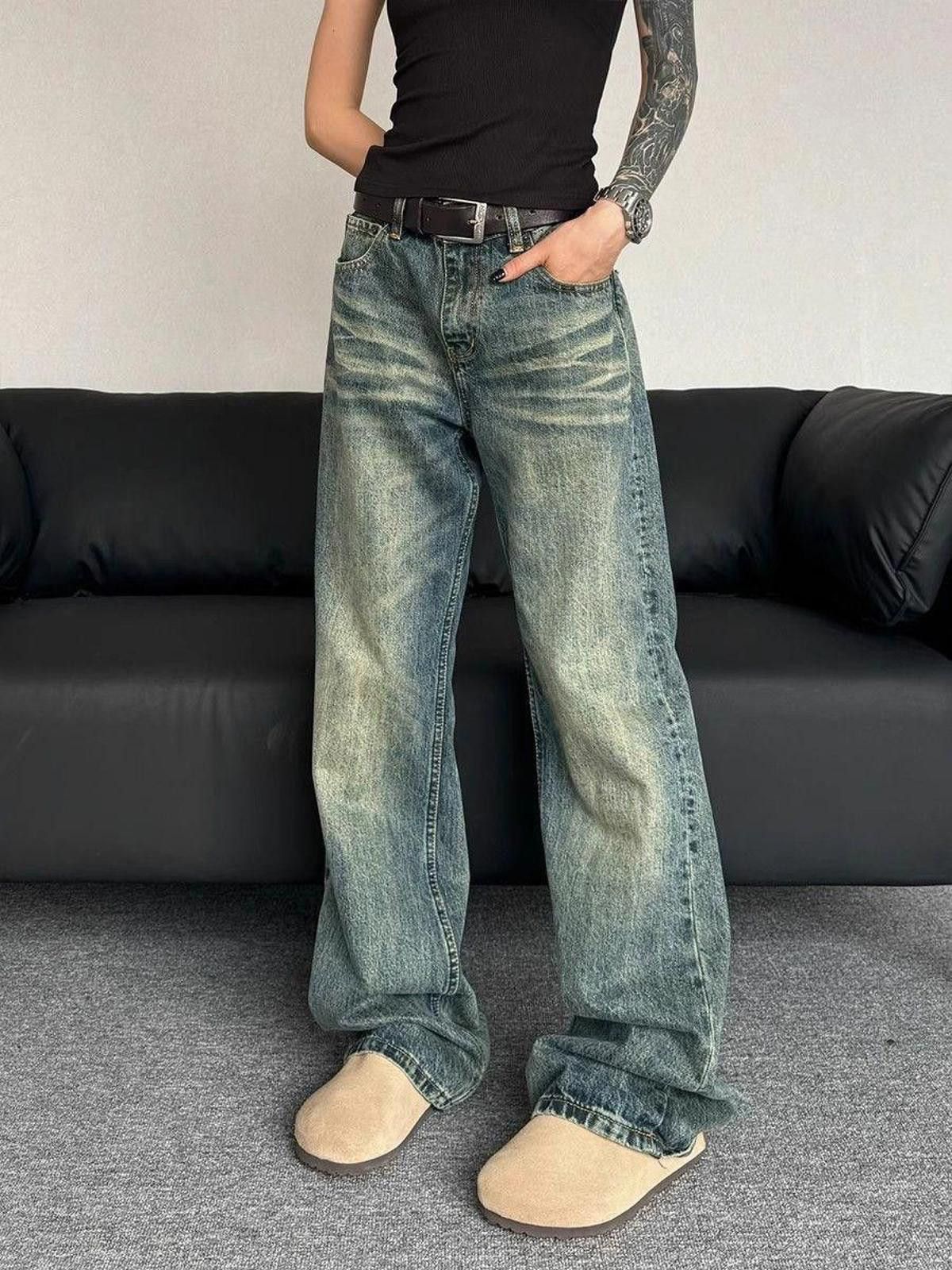 Jean × Vintage Washed Stacked Flare Denim Jeans Size US 32 / EU 48 - 2 Thumbnail