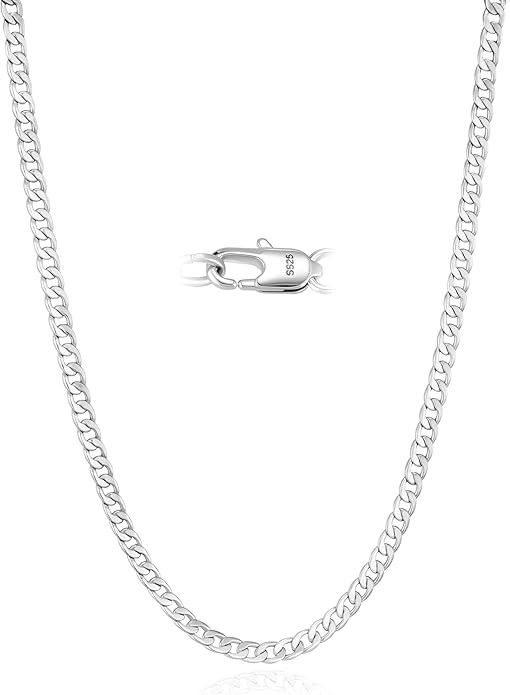Other 925 Sterling Silver Chain Necklace – Cuban Link & Figaro Size ONE SIZE - 1 Thumbnail