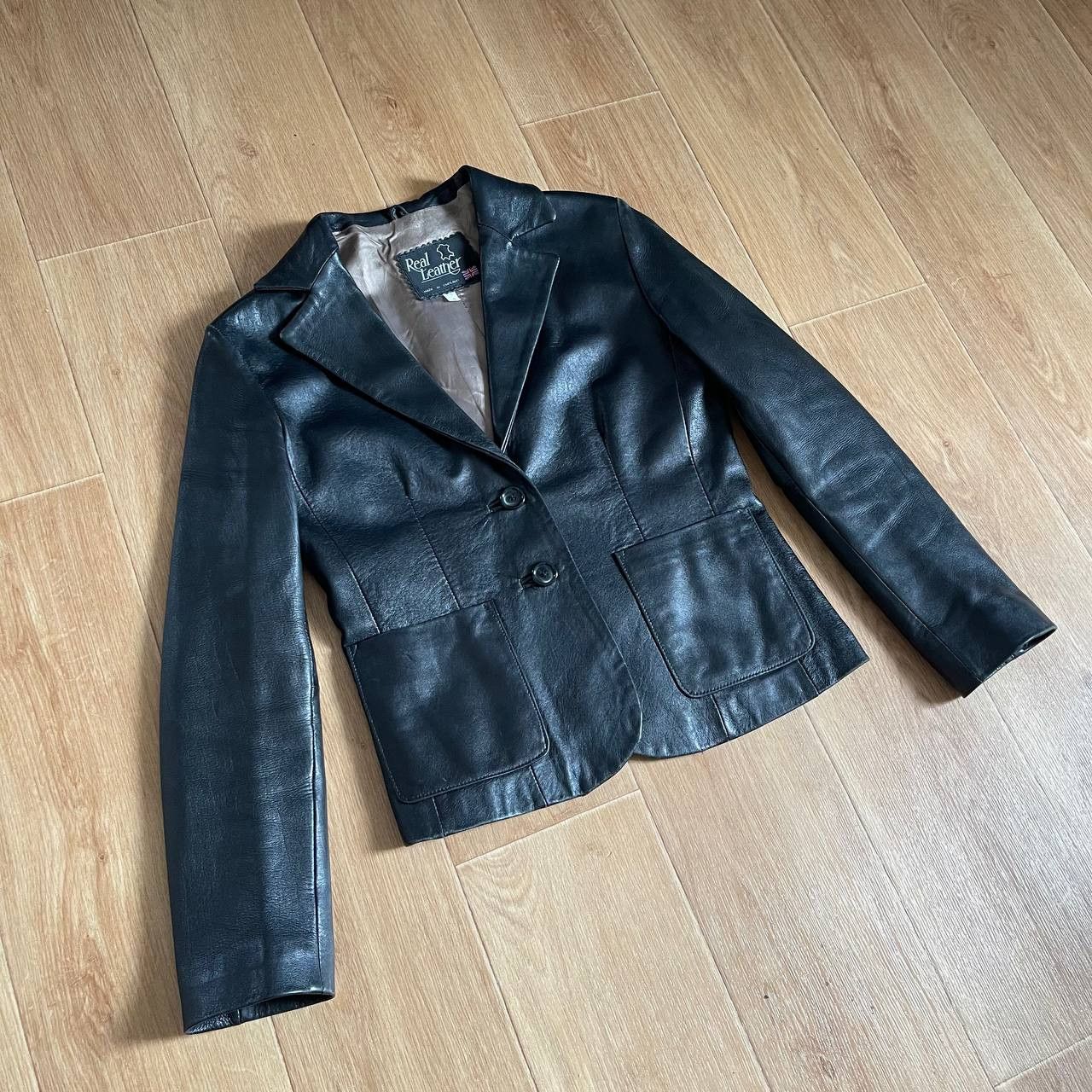 Leather × Vintage Vintage 90's Women Leather Blazer Jacket in Black Size S / US 4 / IT 40 - 2 Thumbnail