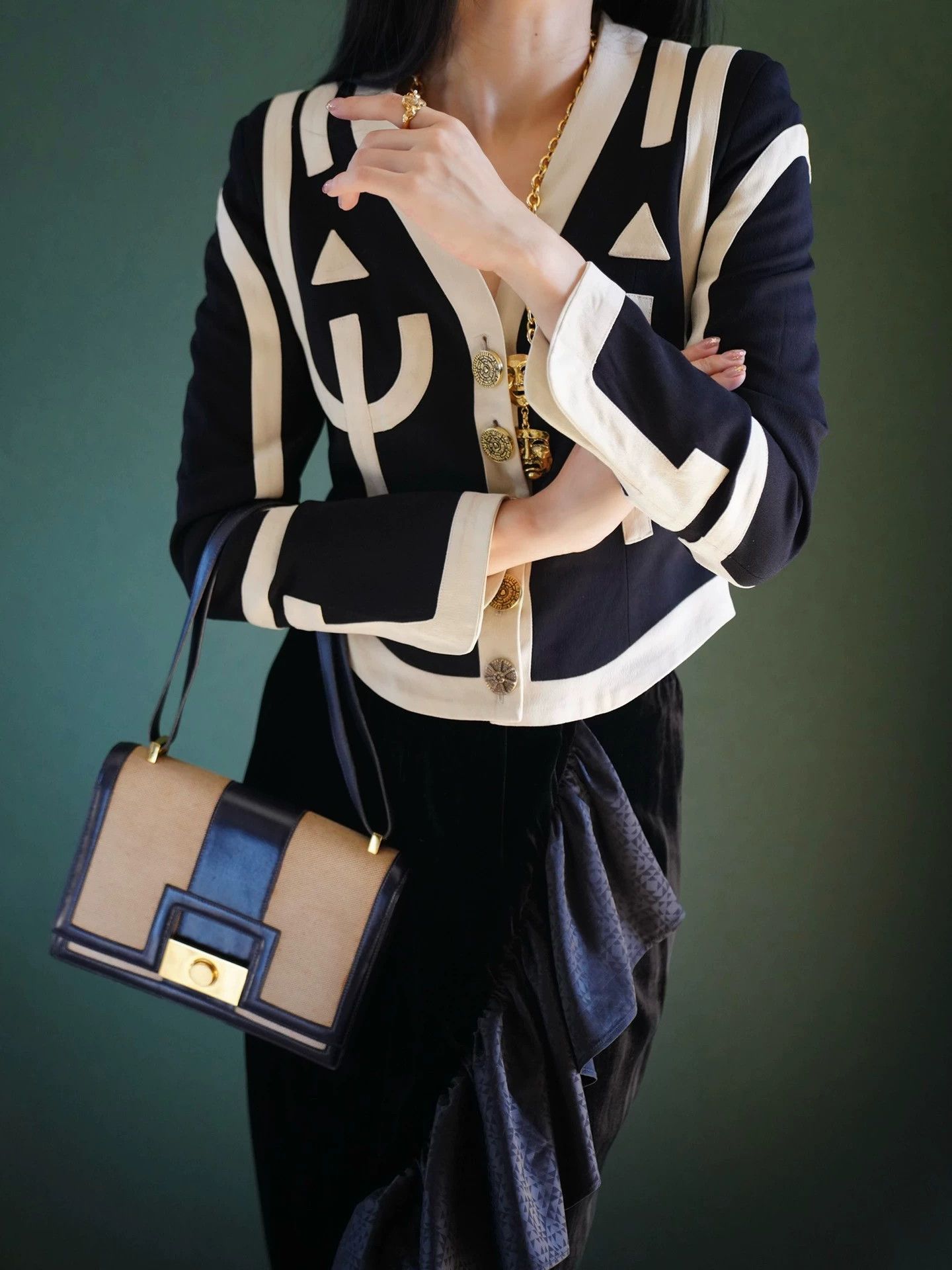 Moschino Moschino 90s Black White Colorblock Slim Thin Blazer Women's M Size M / US 6-8 / IT 42-44 - 7 Thumbnail