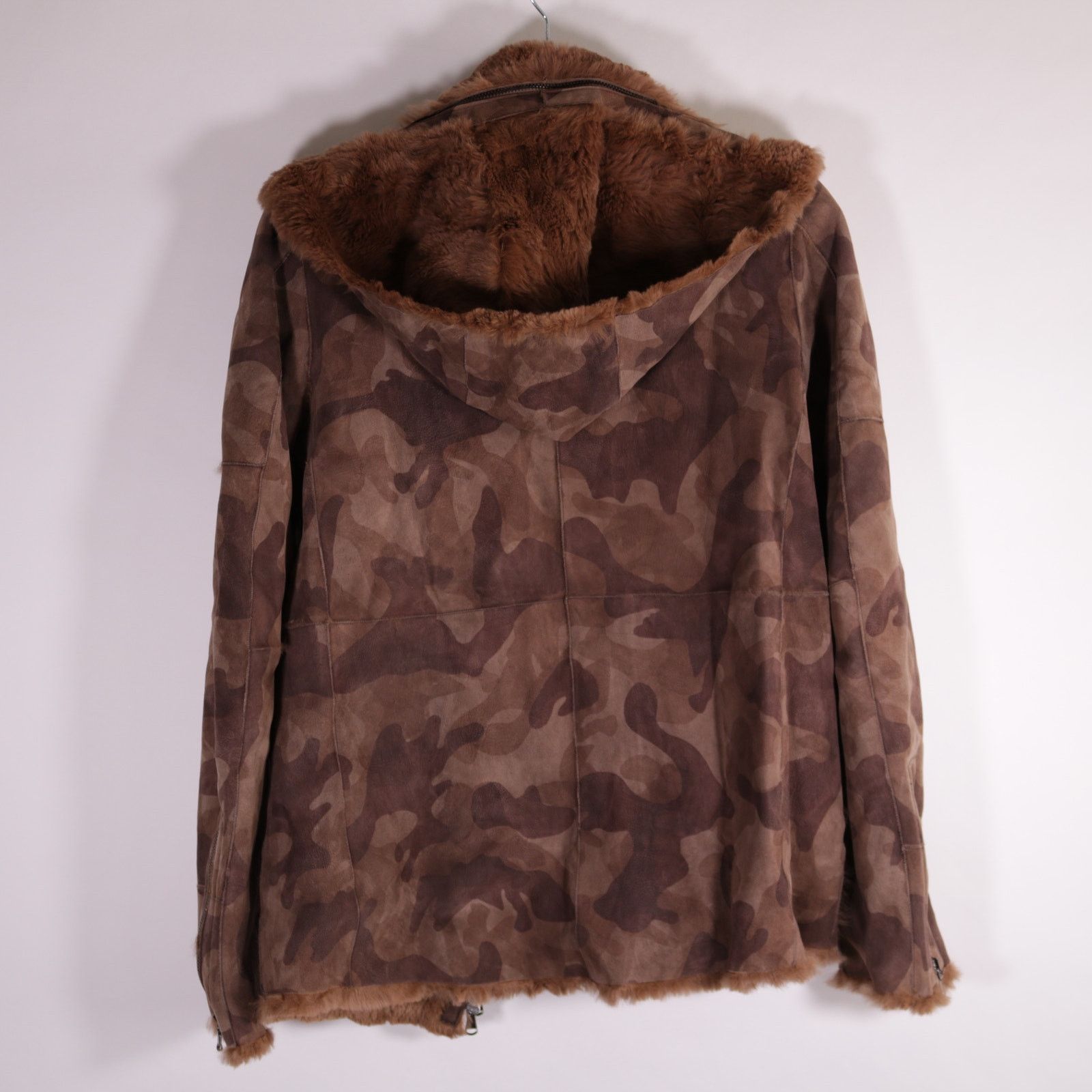 Drome Drome Suede Leather Fur Lined Camo Hooded Jacket XS Size US XS / EU 42 / 0 - 10 Thumbnail