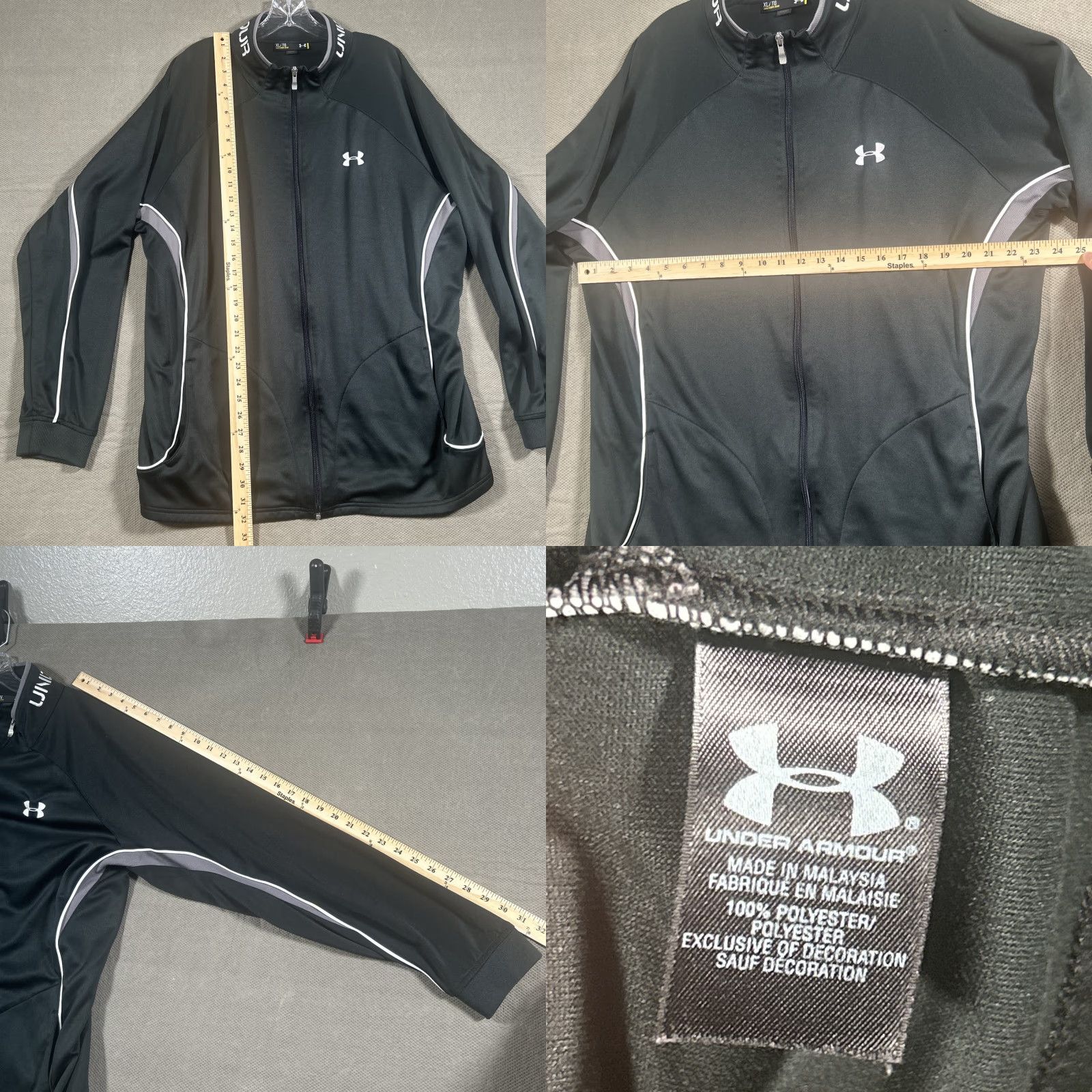 Under Armour Under Armour Full Zip Jacket Mens XL Black Loose Fit Long Sleeve Athletic Logo Size US XL / EU 56 / 4 - 8 Thumbnail