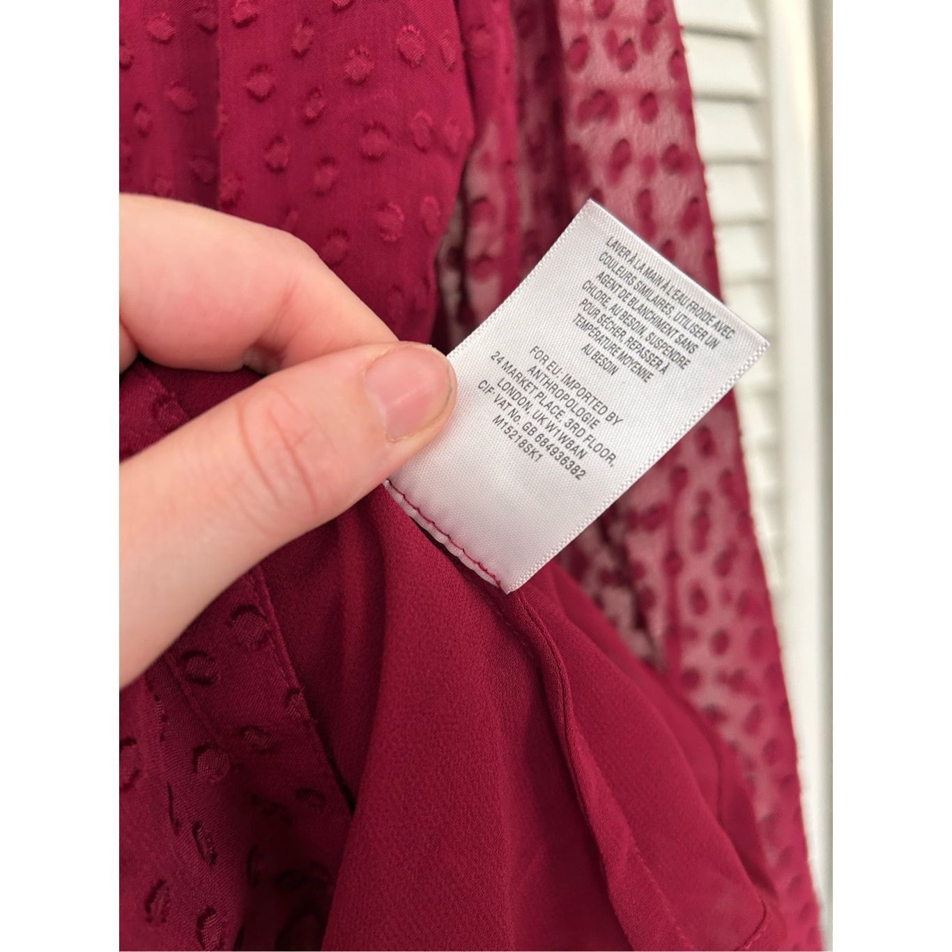 Anthropologie Anthropologie Meadow Rue Clipdot Tieneck Blouse in Raspberry Size S / US 4 / IT 40 - 6 Thumbnail