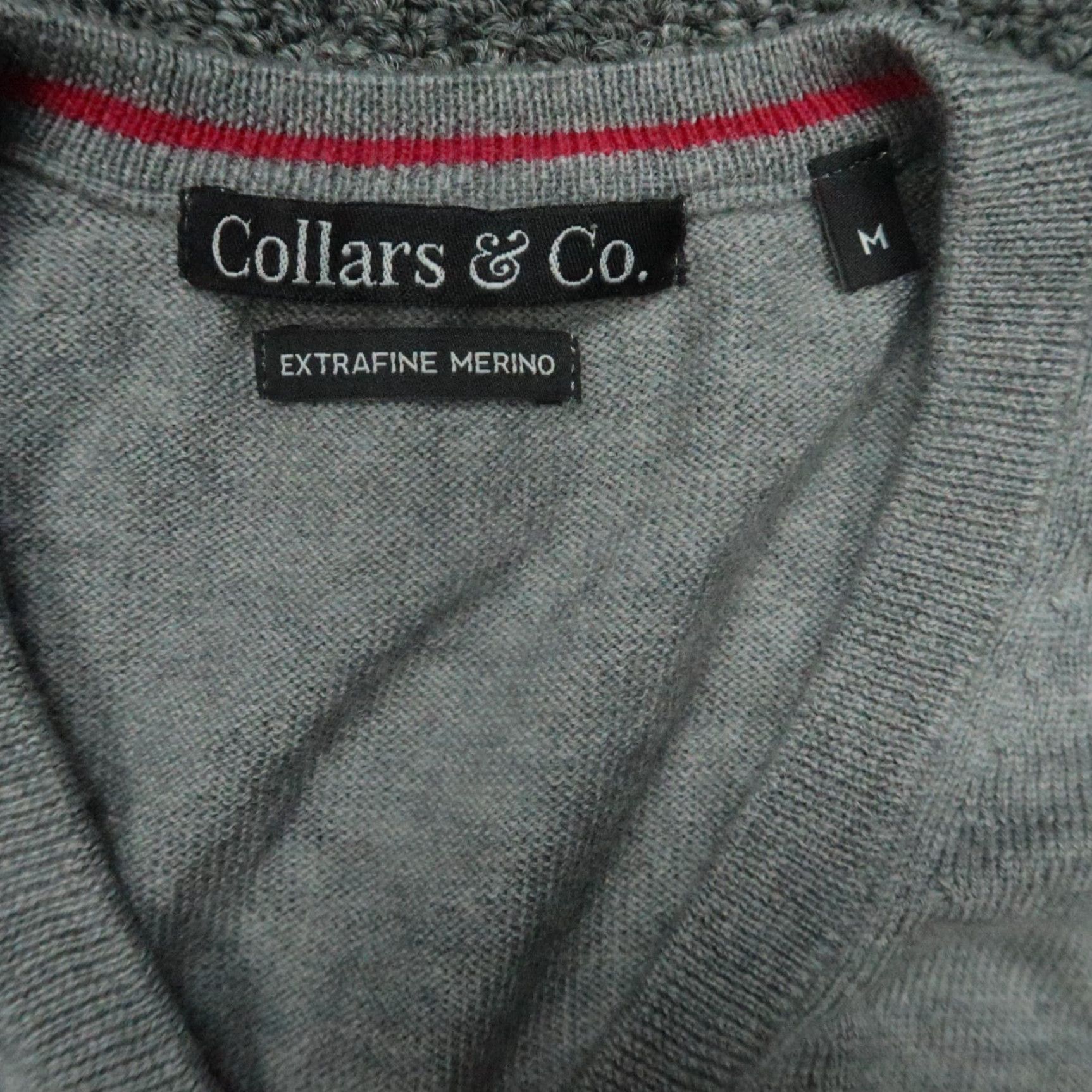 CO Collars & Co Sweater Mens Medium Gray Extrafine Merino V-Neck Pullover Jumper Size US M / EU 48-50 / 2 - 3 Thumbnail