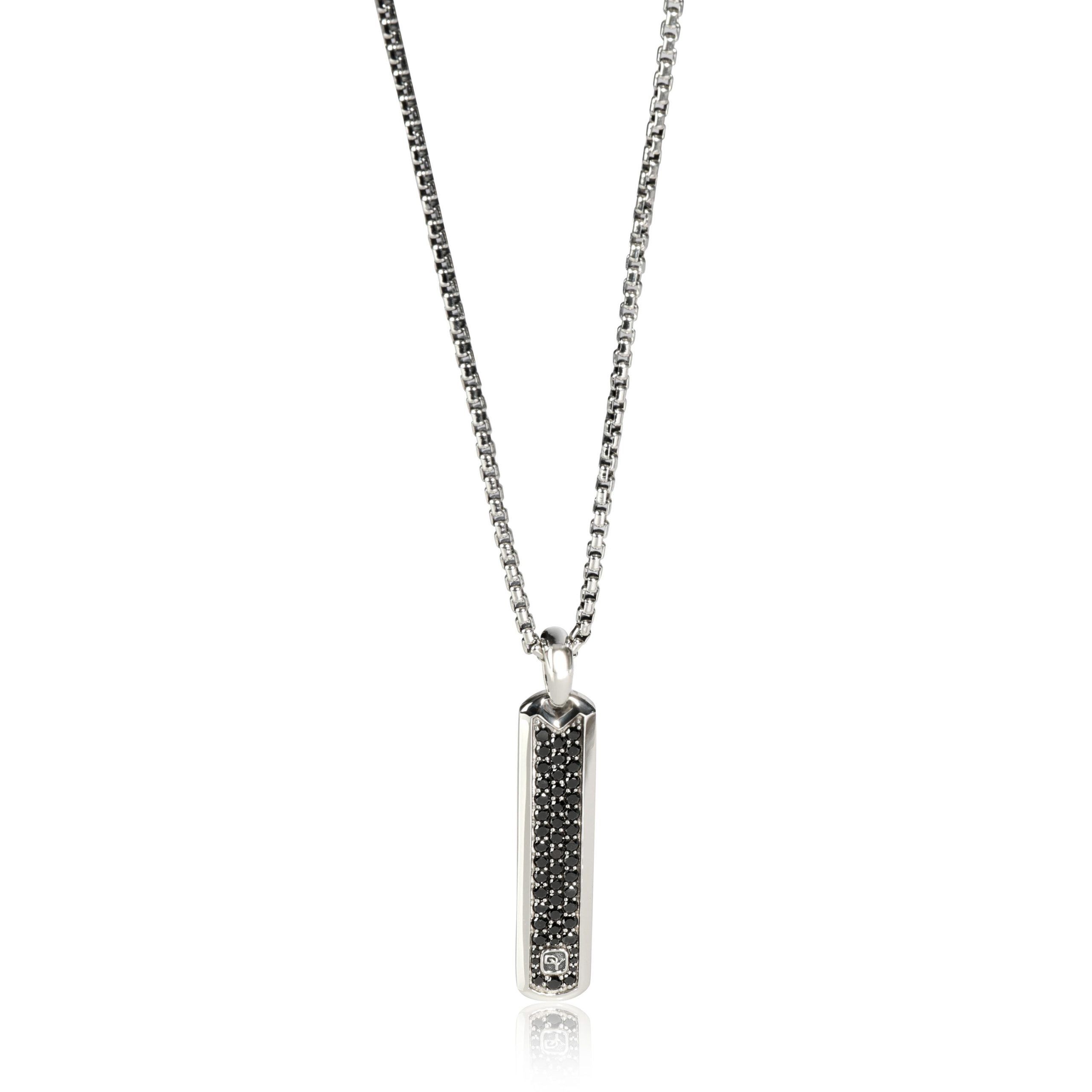 David Yurman Black Diamond Tag Pendant in Sterling Silver 1.75 CTW