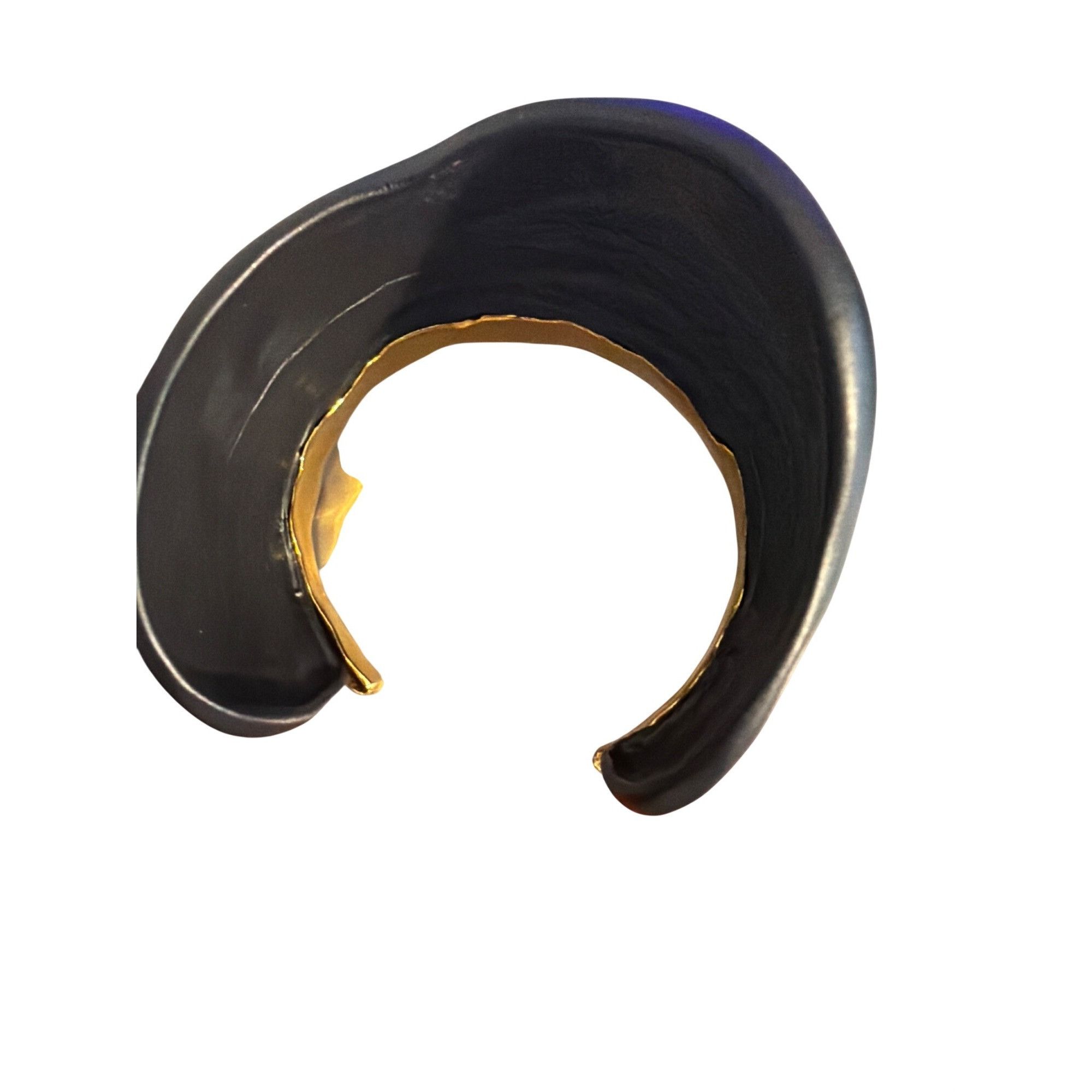 Alexis Bittar Alexis Bittar Matte Black Gold Molten Cuff Bracelet Pleated Size ONE SIZE - 4 Thumbnail