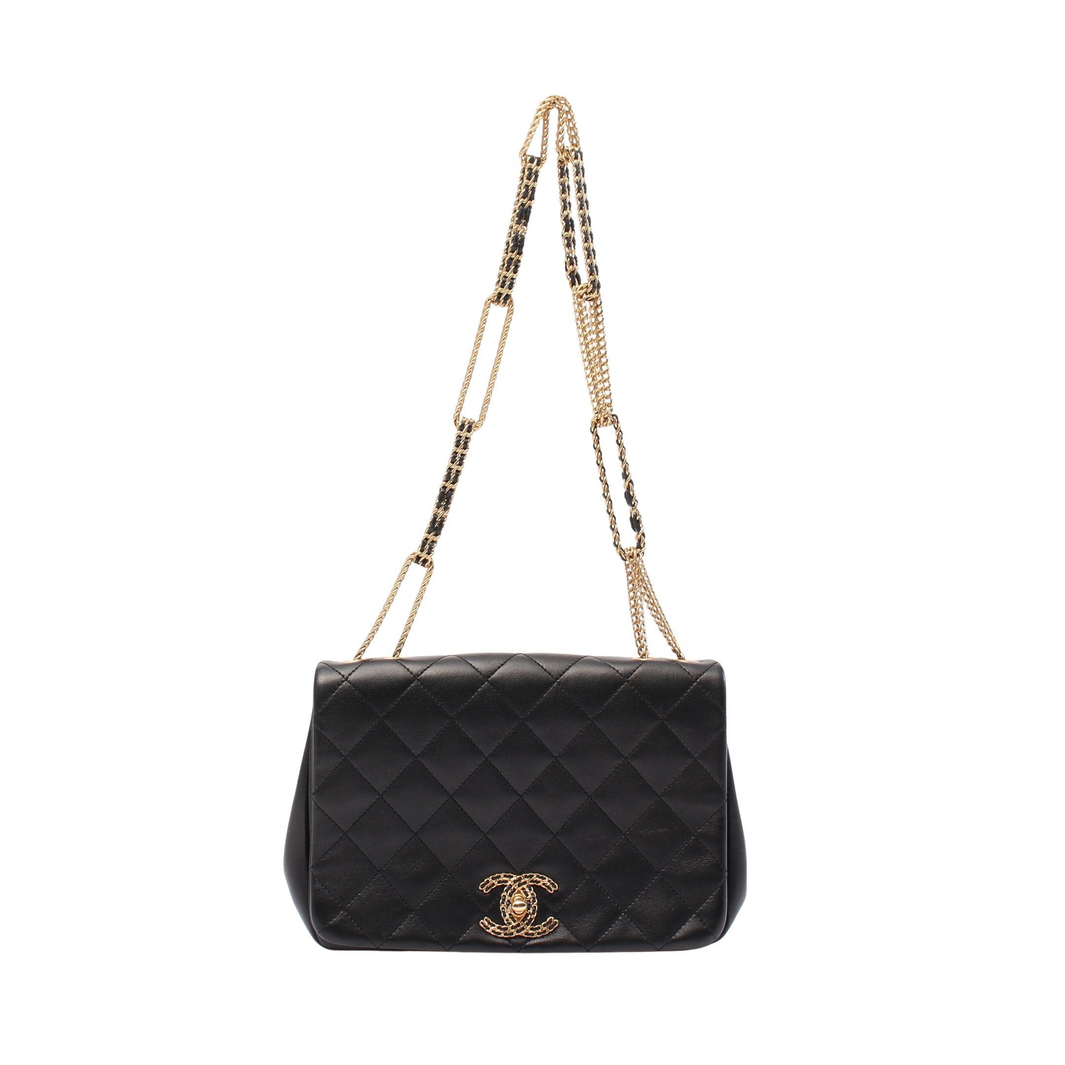Chanel Chanel Matelasse Chain Shoulder Bag Lambskin Black Gold Hardware Size ONE SIZE - 1 Thumbnail