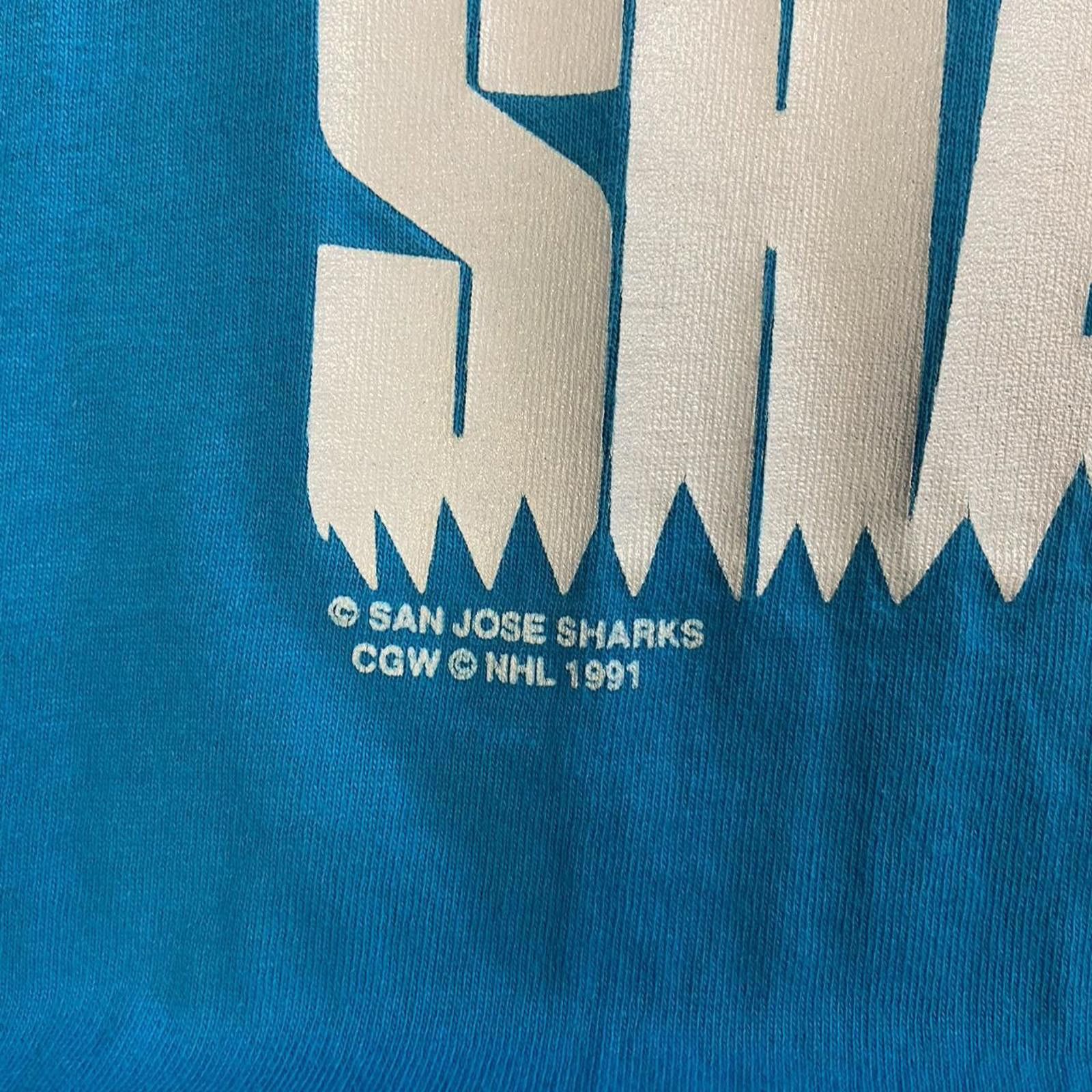 Vintage 1991 NHL San Jose Sharks Tee Size US XL / EU 56 / 4 - 3 Thumbnail