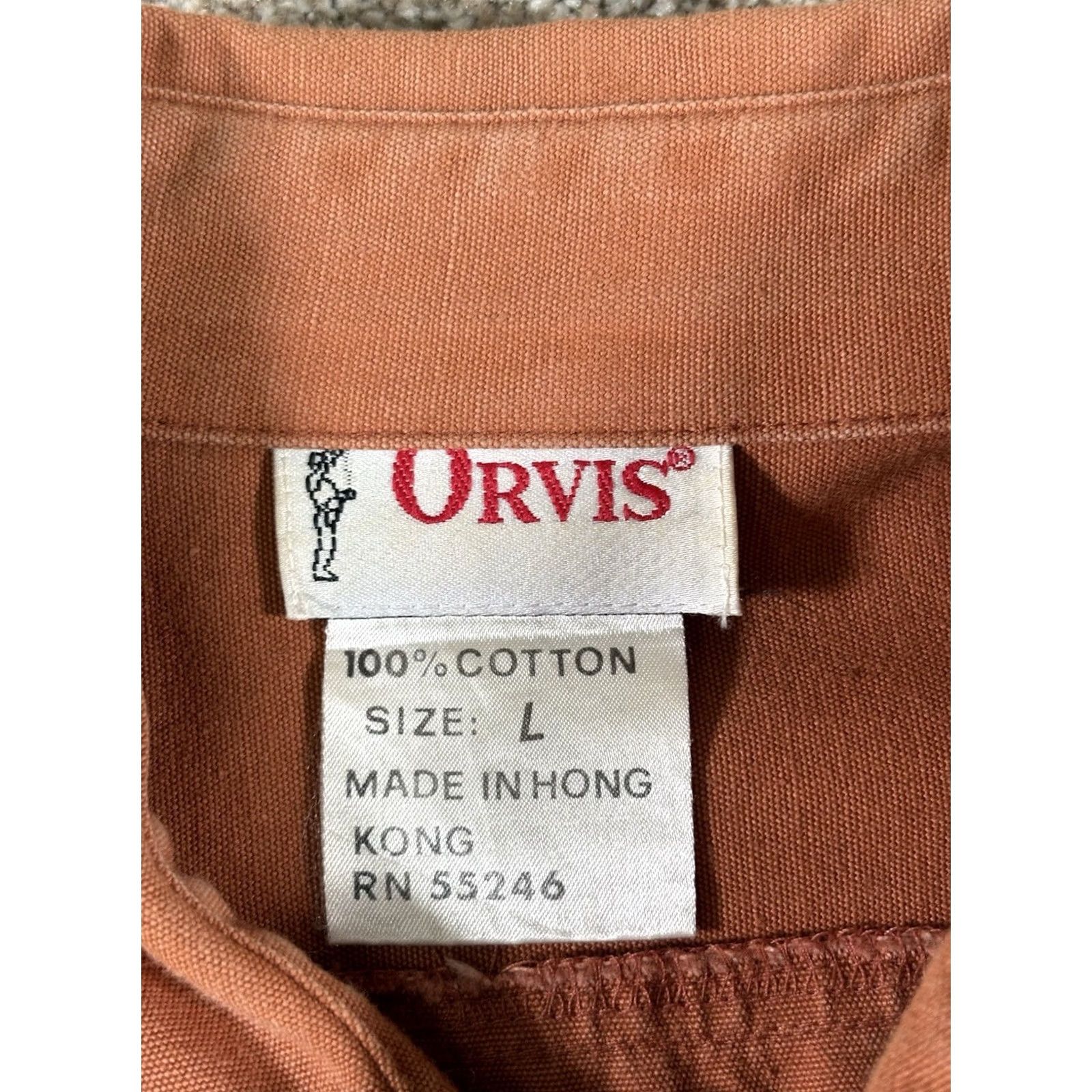 Orvis VINTAGE Orvis Mens Shirt Large Burnt Orange Button-Down W/ Shoulder Pad Shirt Mens L Orange Classic Canvas Cotton Button Up Pockets 90s Size US L / EU 52-54 / 3 - 3 Thumbnail