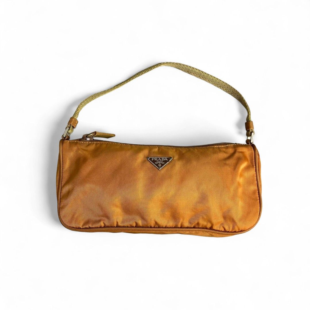 Prada Prada - Orange Pouch Handbag Leather Nylon Size ONE SIZE - 1 Thumbnail