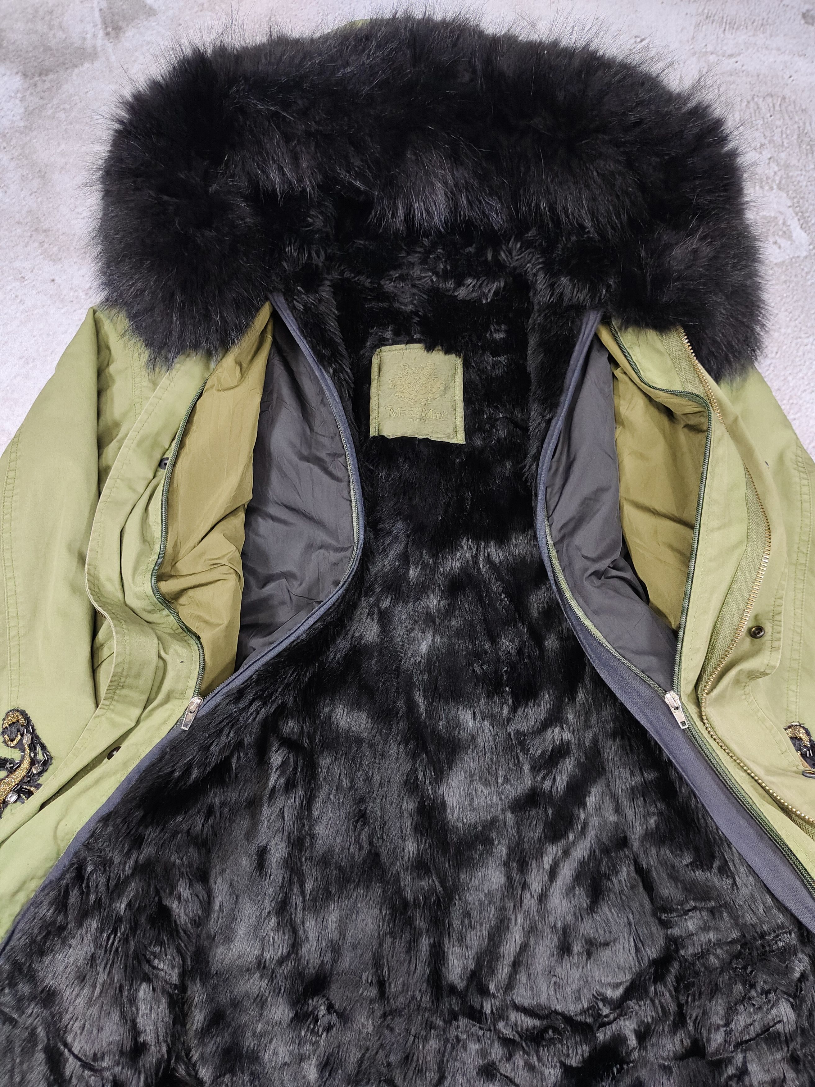MR & MRS ITALY Mr & Mrs Italy-Beaded Sequin Patch Racoon Fur Military Parka Size US M / EU 48-50 / 2 - 8 Thumbnail