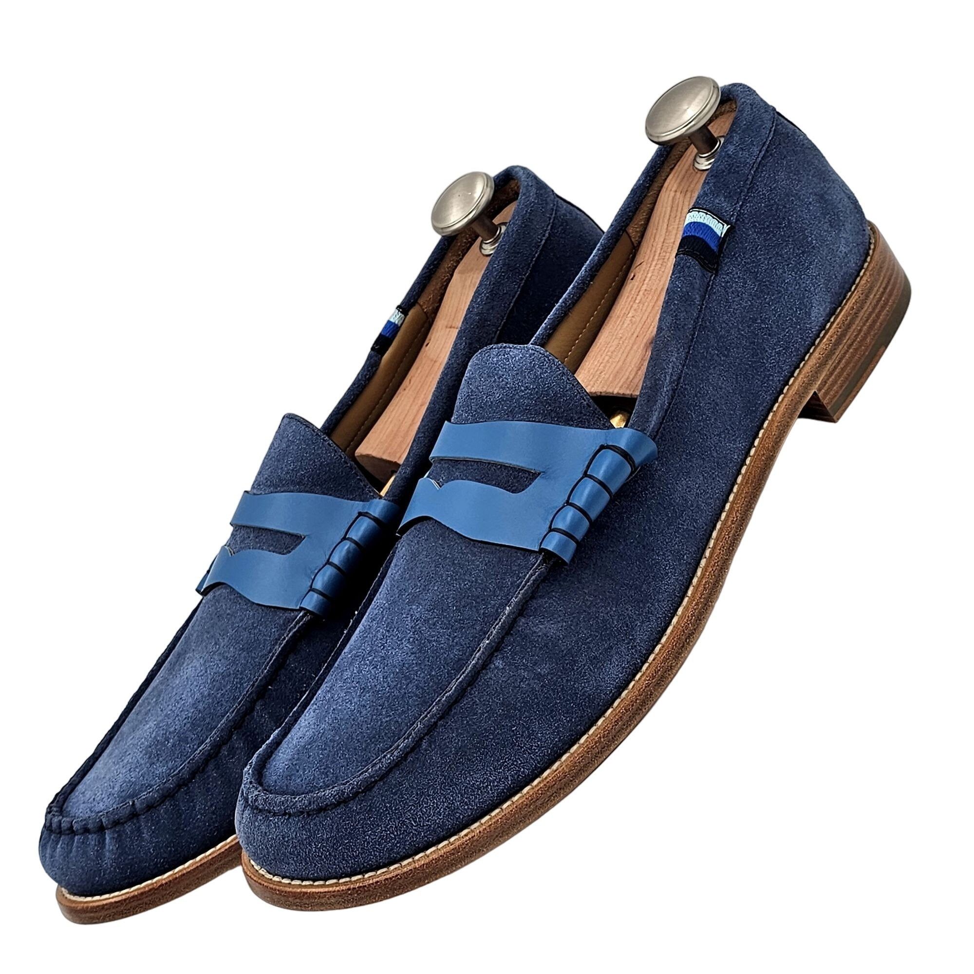 Other NEW Blue Scarpa Italy Men's 15 Blue Dress Shoes Penny Loafer Size US 15 / EU 48 - 14 Thumbnail