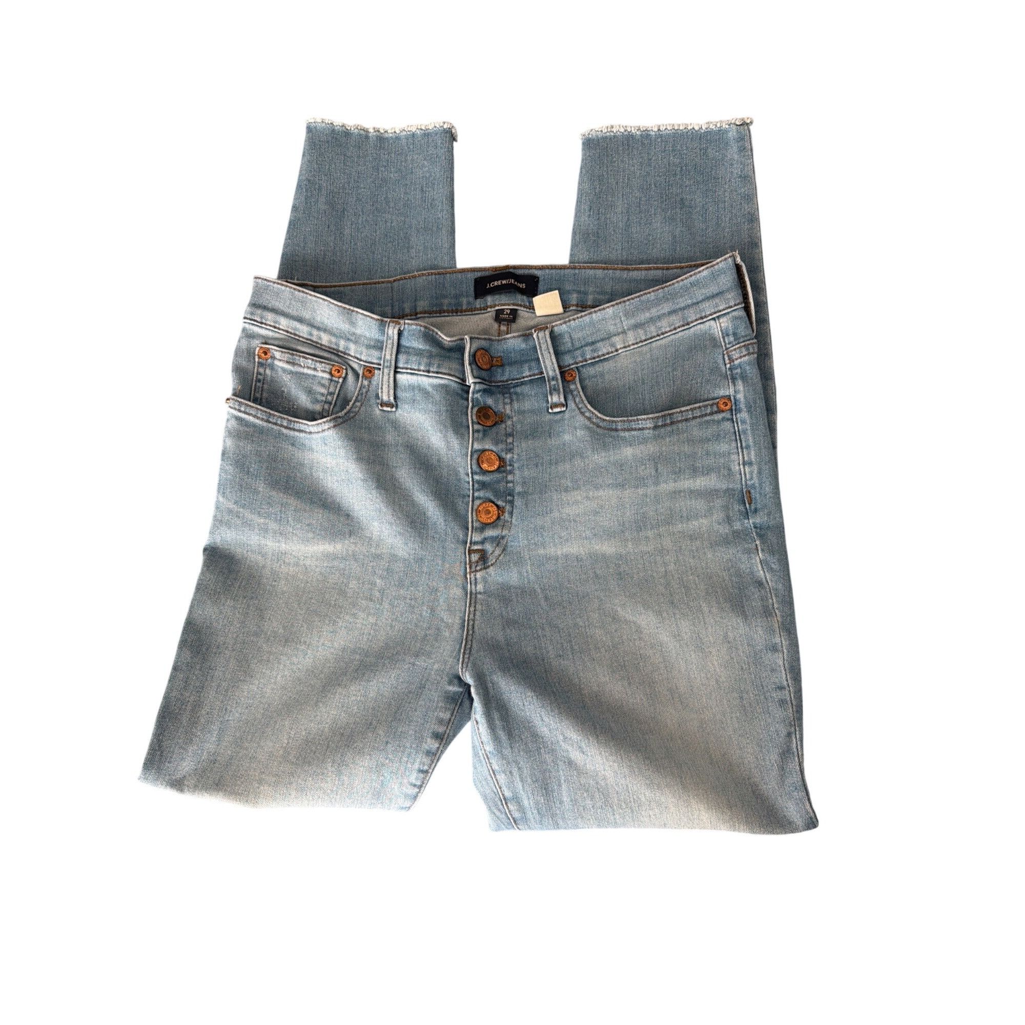 J.Crew J.Crew 9" High Rise Toothpick Jeans Blue Light Wash Raw Hem Size 29" - 2 Thumbnail