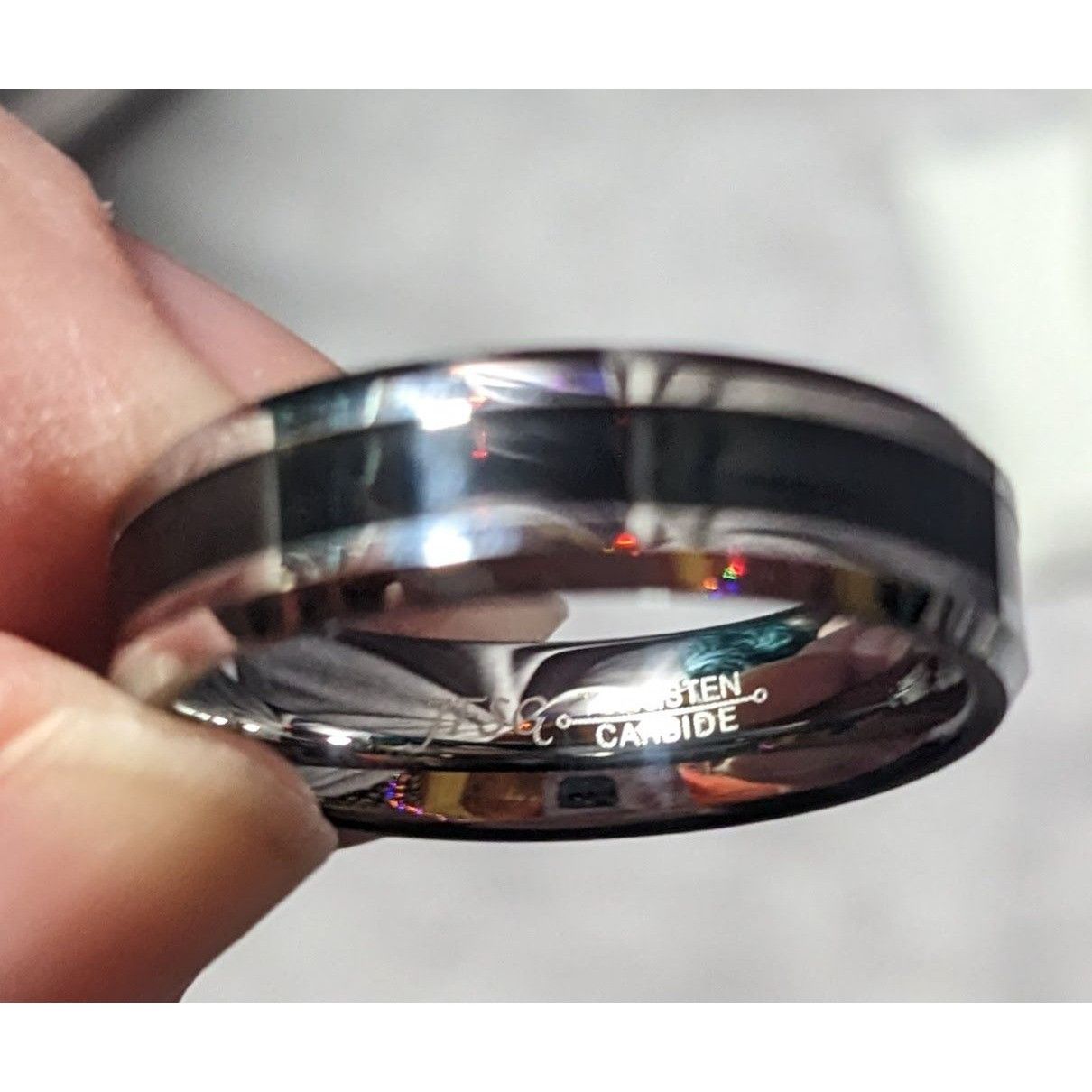 Other JFSG Tungsten Carbide Black And Silver Men's Wedding Ring 7m Size ONE SIZE - 3 Thumbnail